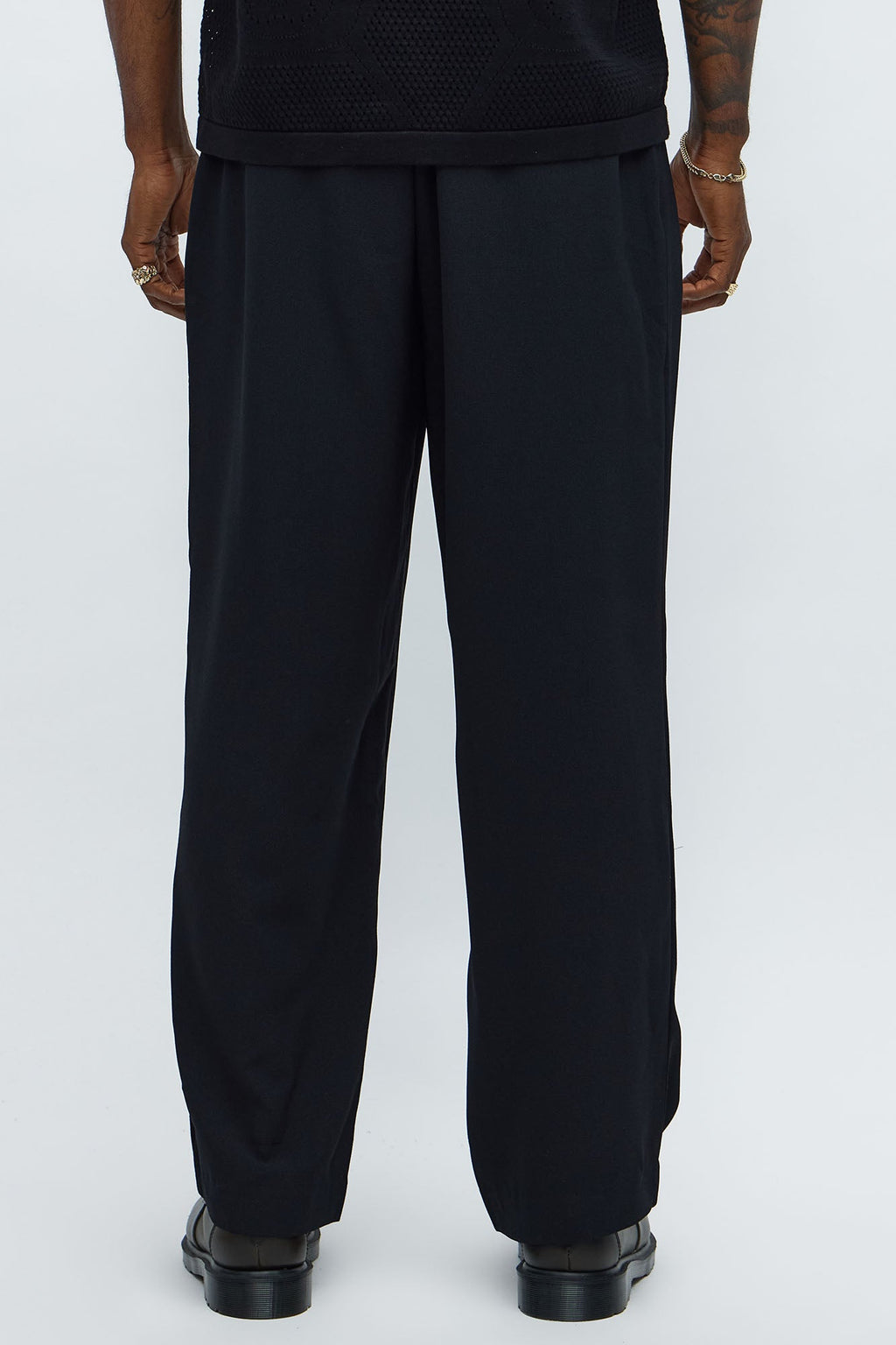 Golden Hour Straight Double Pleated Trouser - Black