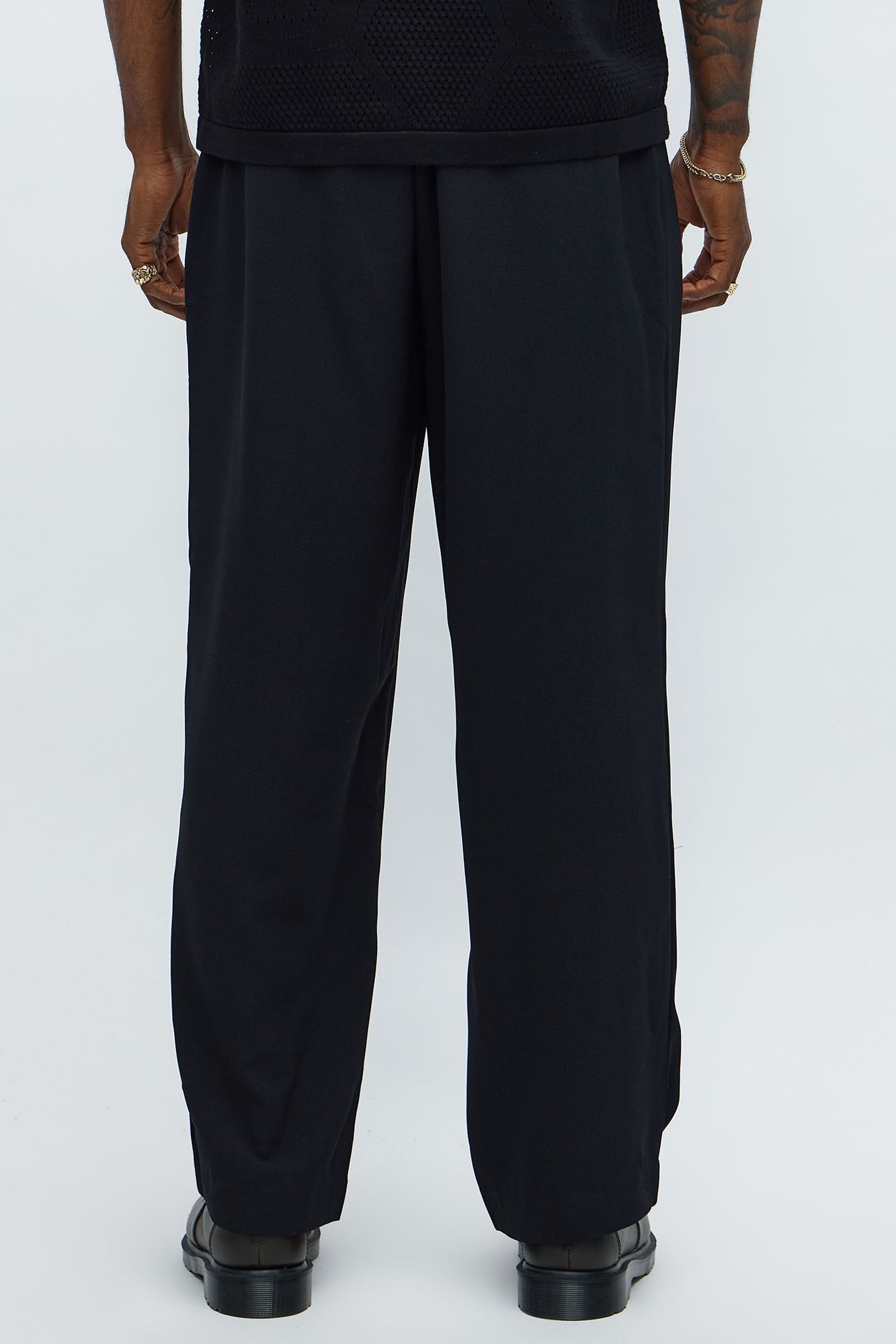 Golden Hour Straight Double Pleated Trouser - Black