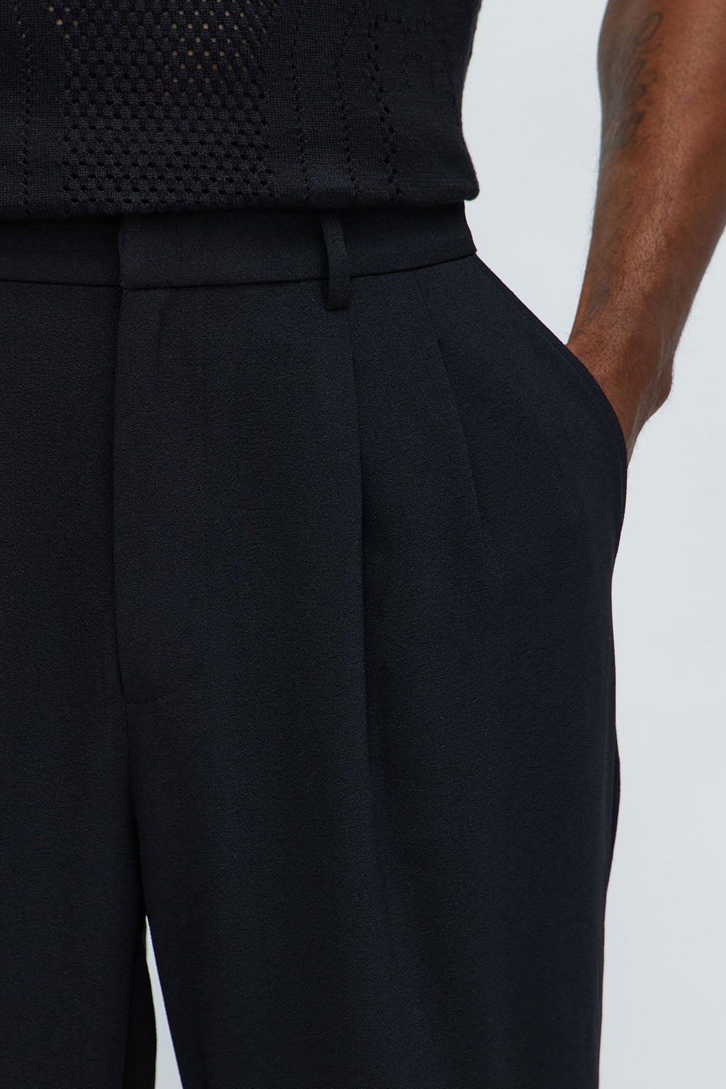 Golden Hour Straight Double Pleated Trouser - Black