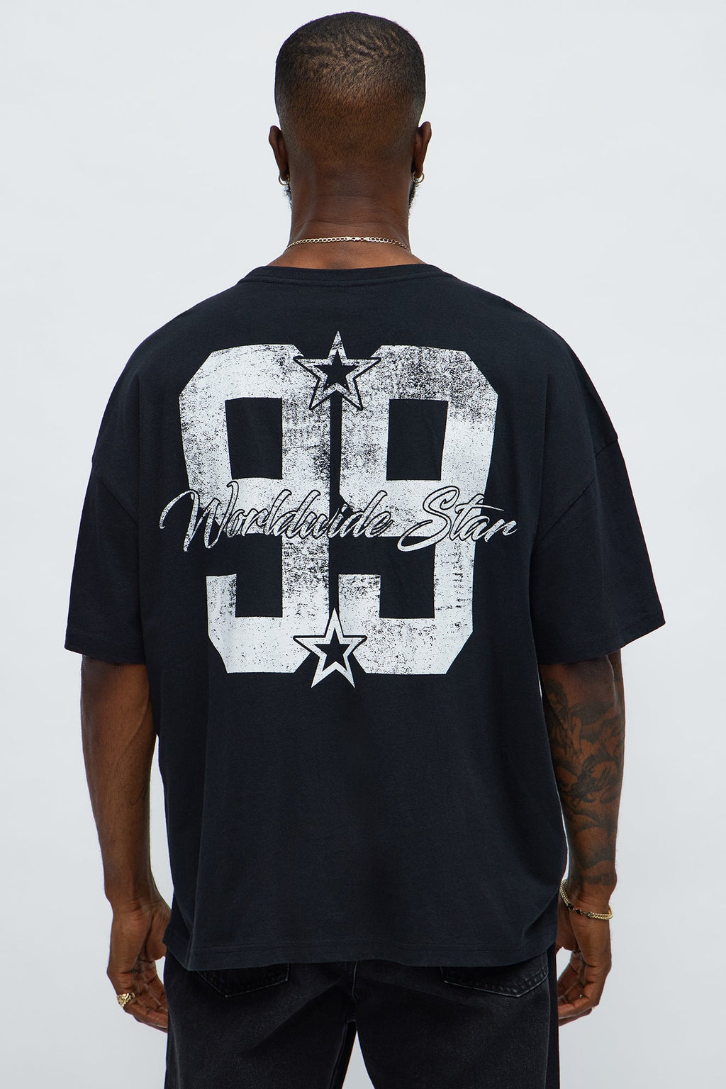 Champ Worldwide Star Oversized Short Sleeve Tee - Black
