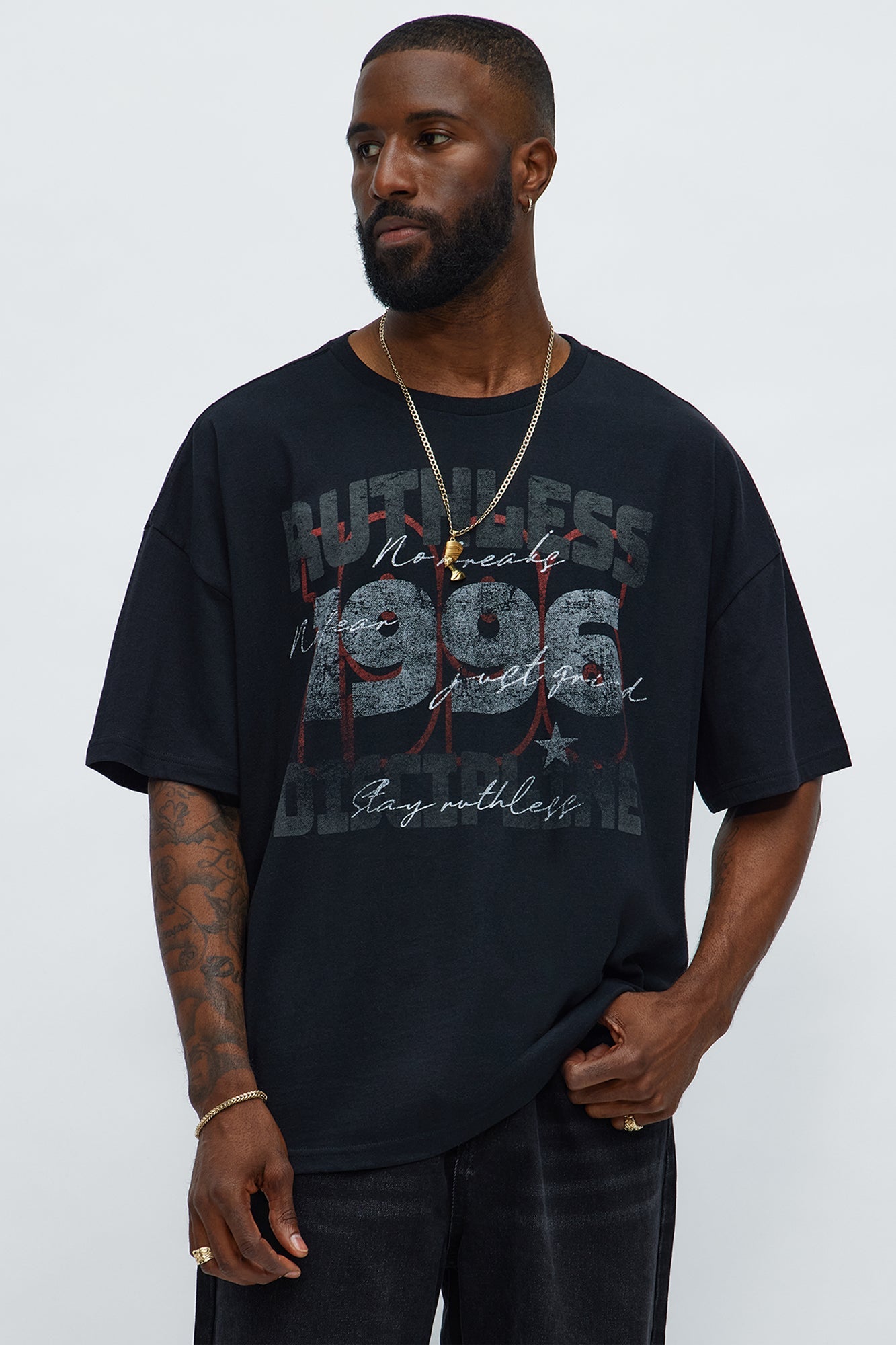 Ruthless Discipline Oversized Short Sleeve Tee - Black