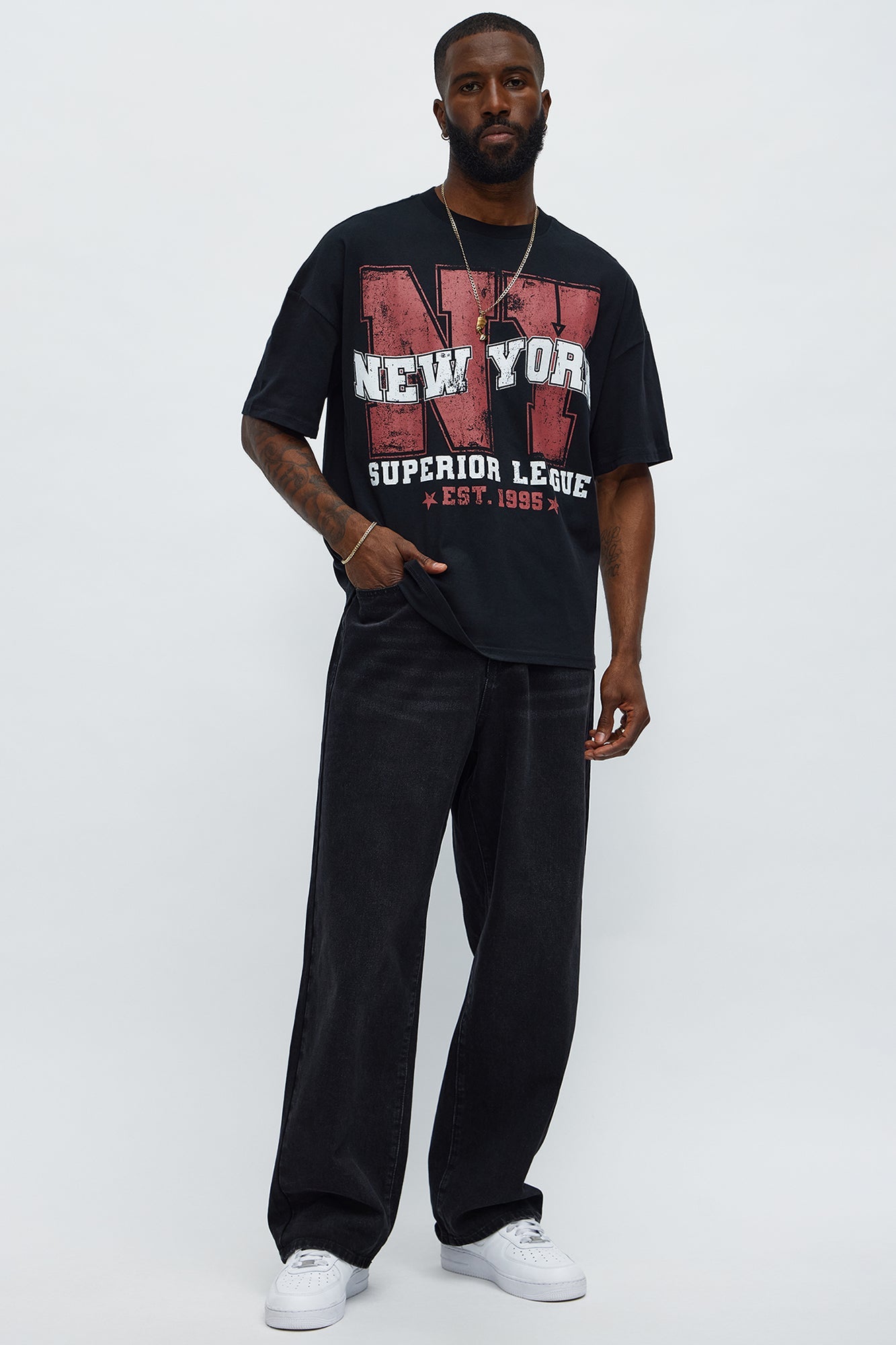 NYC Superior League Est 1995 Oversized Short Sleeve Tee - Black