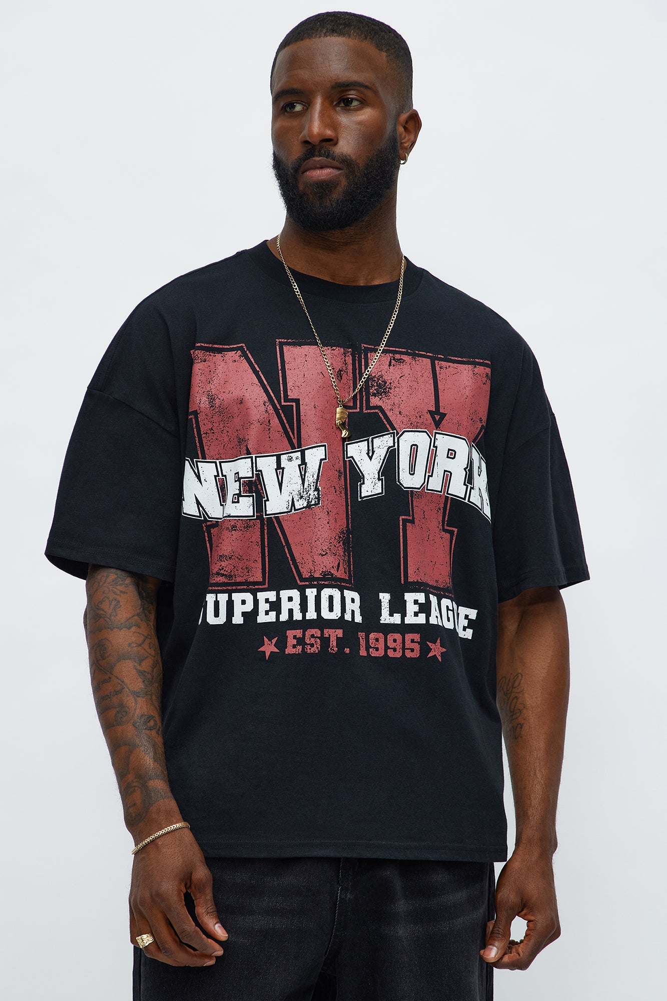 NYC Superior League Est 1995 Oversized Short Sleeve Tee - Black