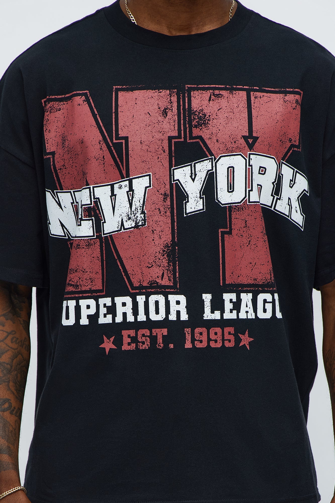 NYC Superior League Est 1995 Oversized Short Sleeve Tee - Black