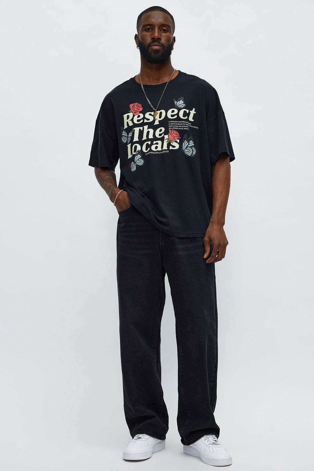 Respect The Locals Oversized Short Sleeve Tee - Black