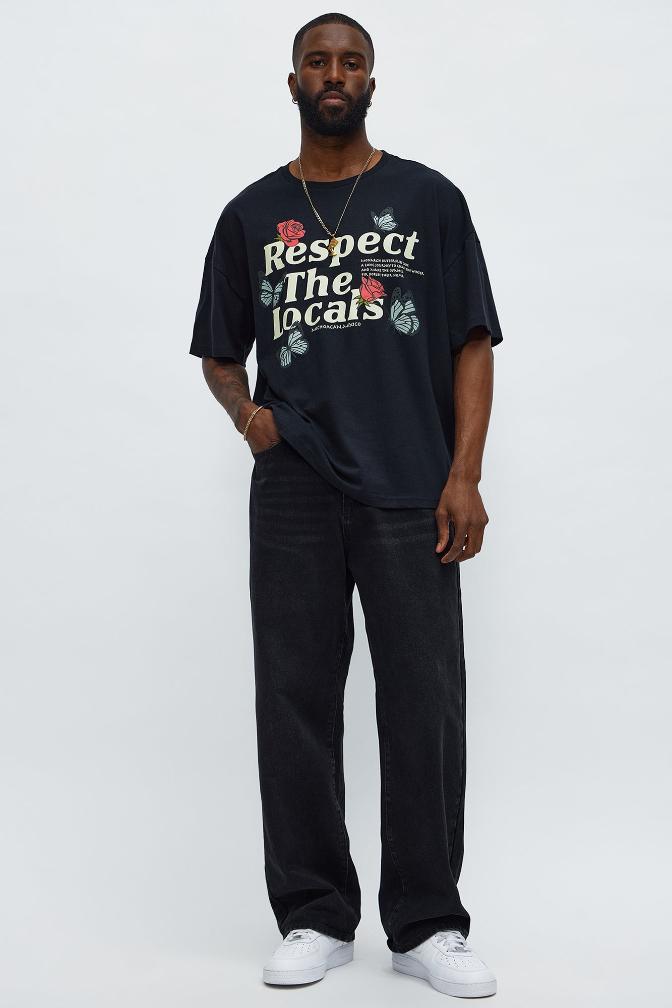 Respect The Locals Oversized Short Sleeve Tee - Black