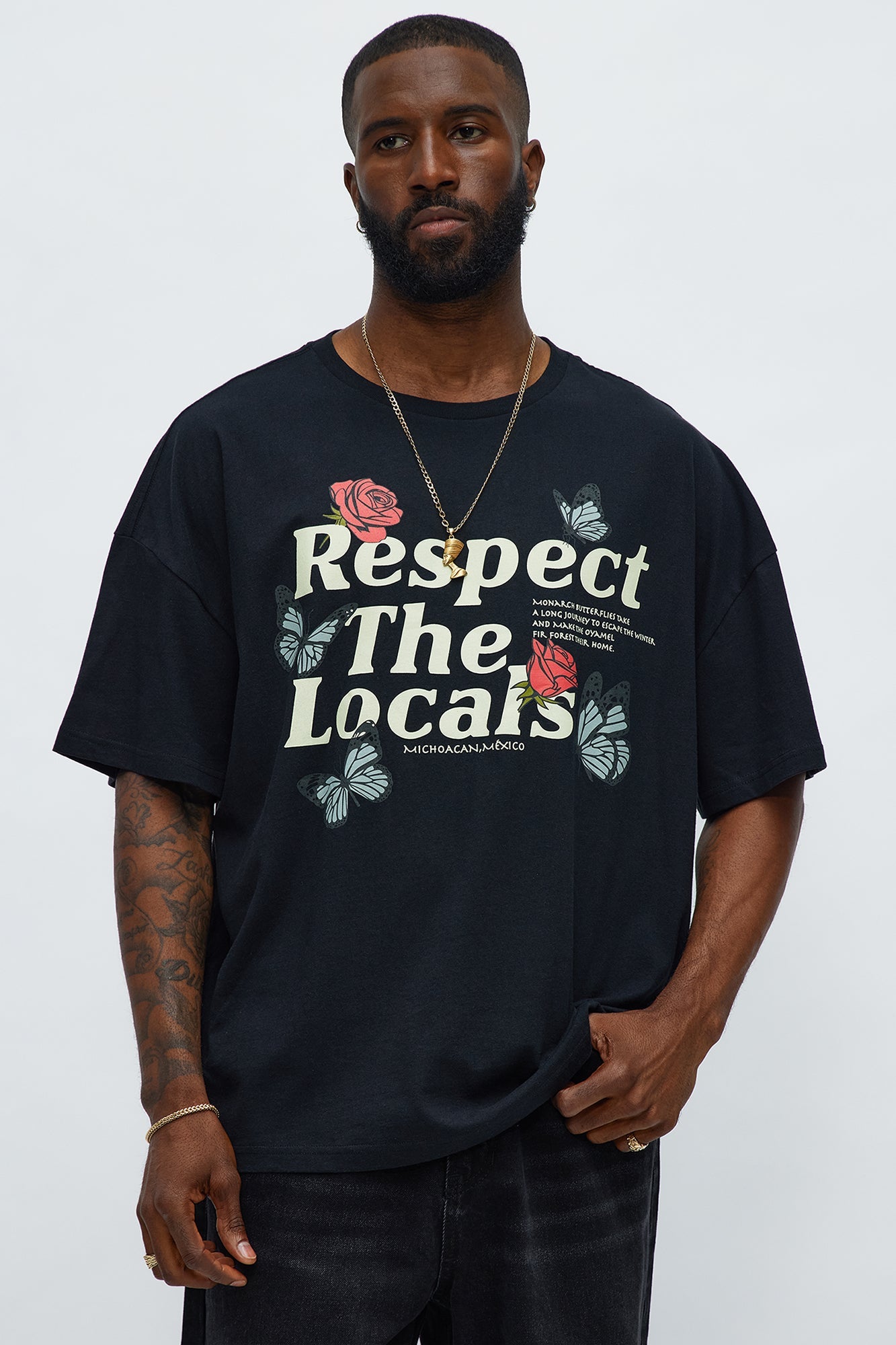 Respect The Locals Oversized Short Sleeve Tee - Black