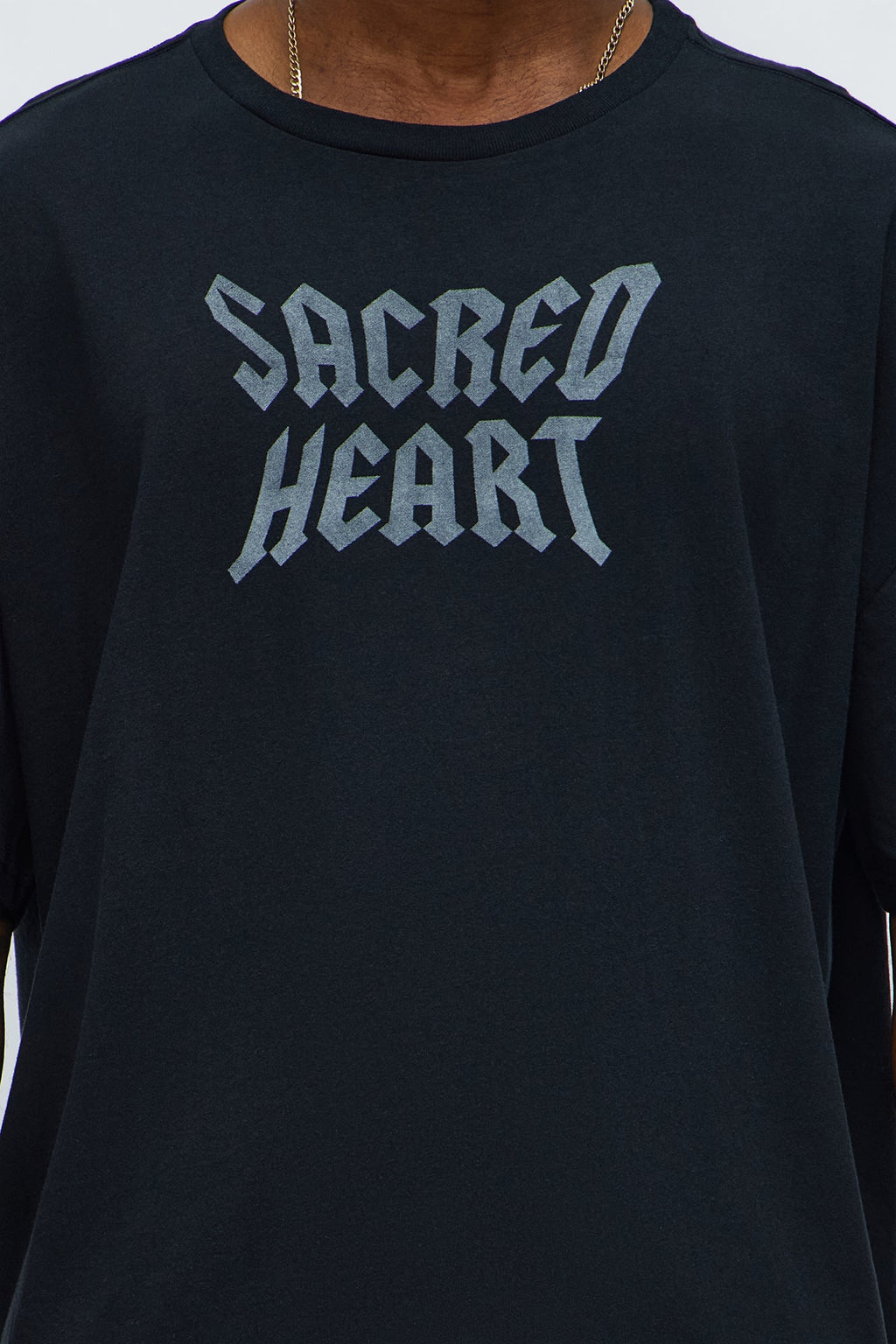 Sacred Heart Oversized Short Sleeve Tee - Black