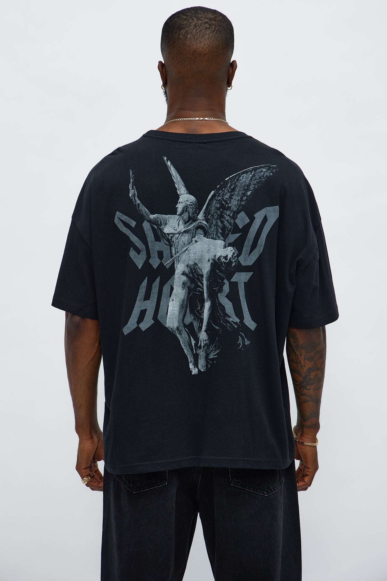 Sacred Heart Oversized Short Sleeve Tee - Black