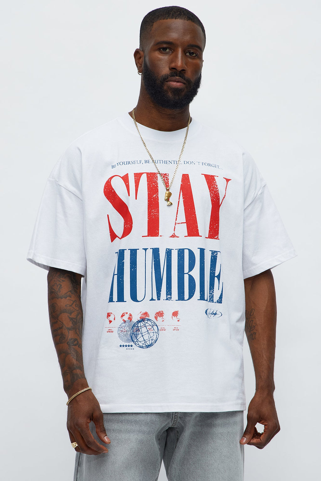 Stay Humble Oversized Short Sleeve Tee - White