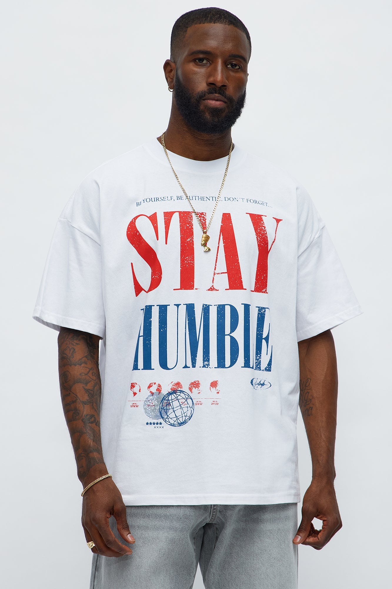 Stay Humble Oversized Short Sleeve Tee - White