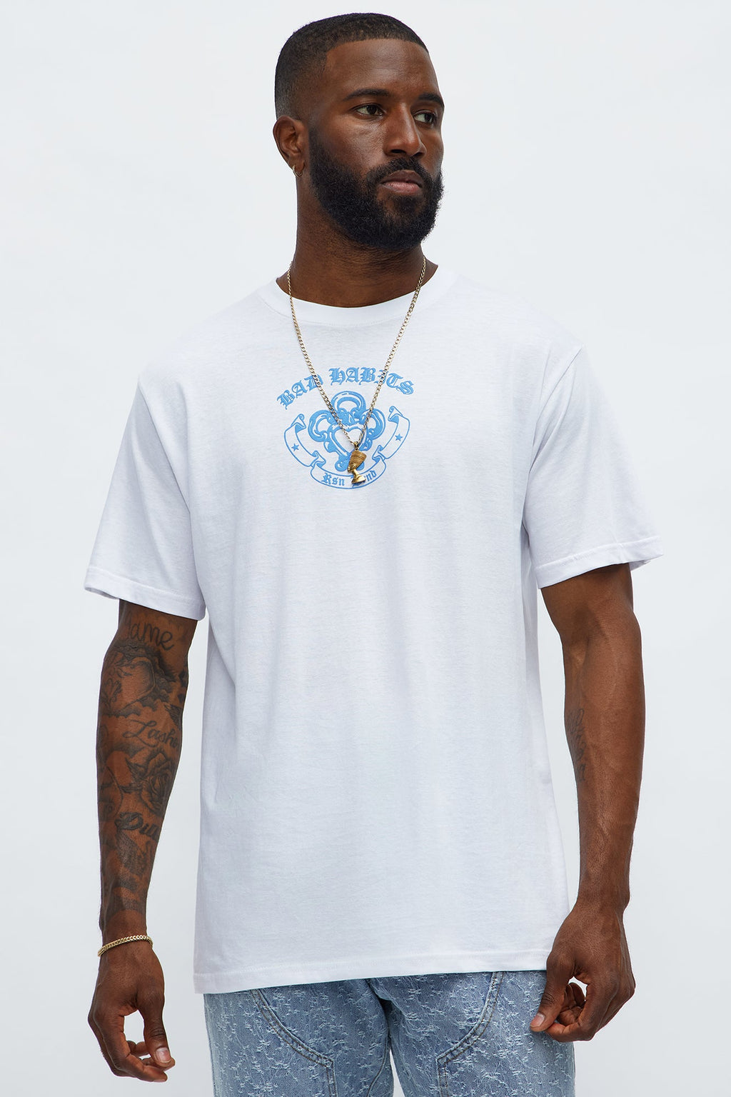 Bad Habits Crest Short Sleeve Tee - White