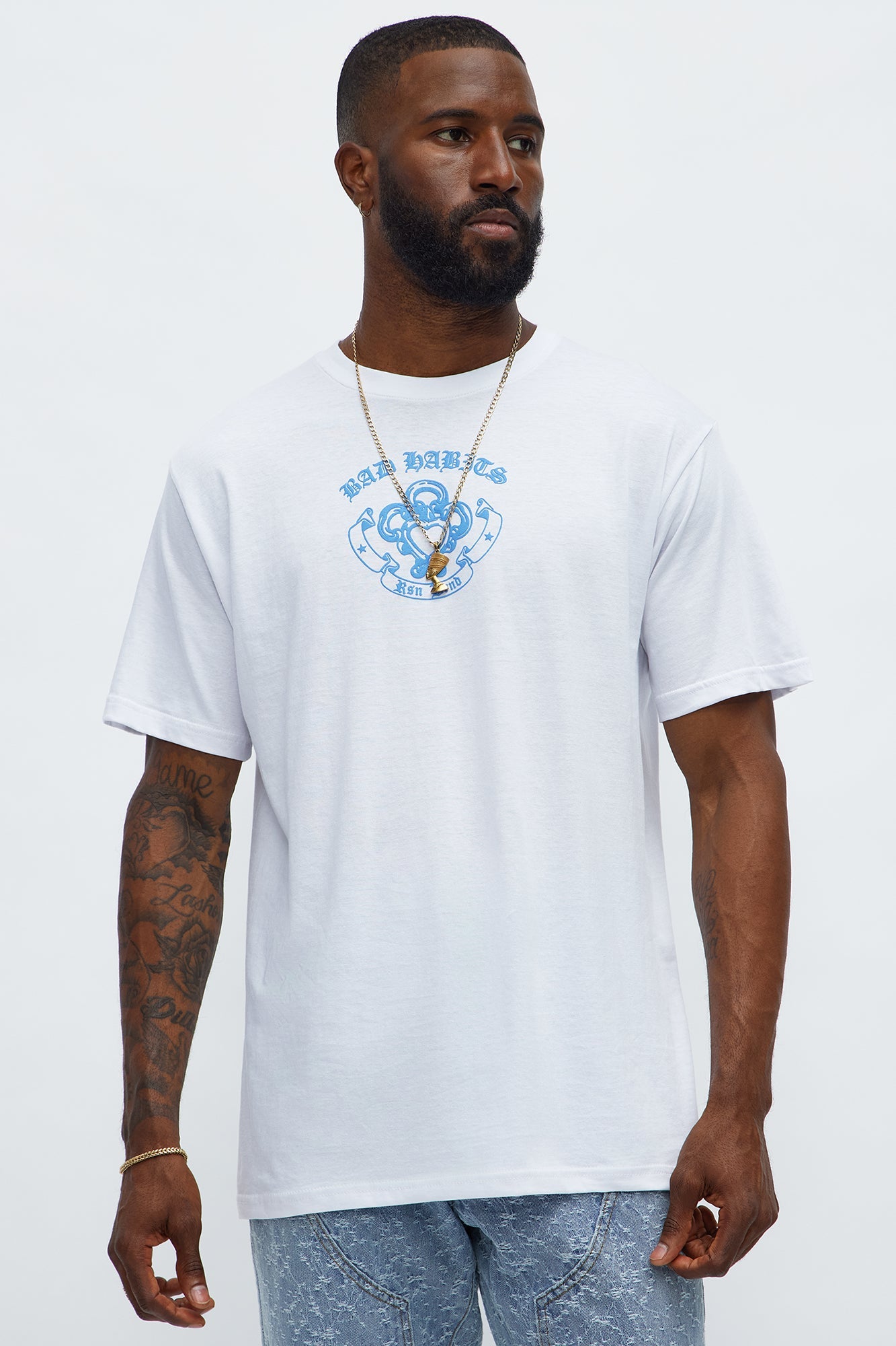Bad Habits Crest Short Sleeve Tee - White