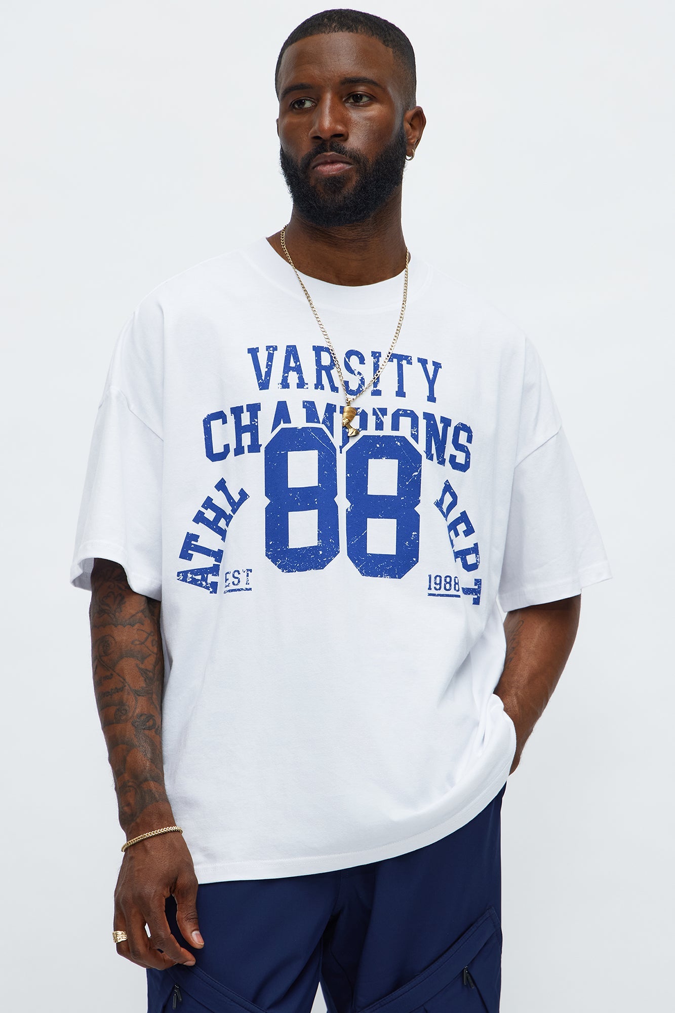 Varsity Champs 88 Oversized Short Sleeve Tee - White