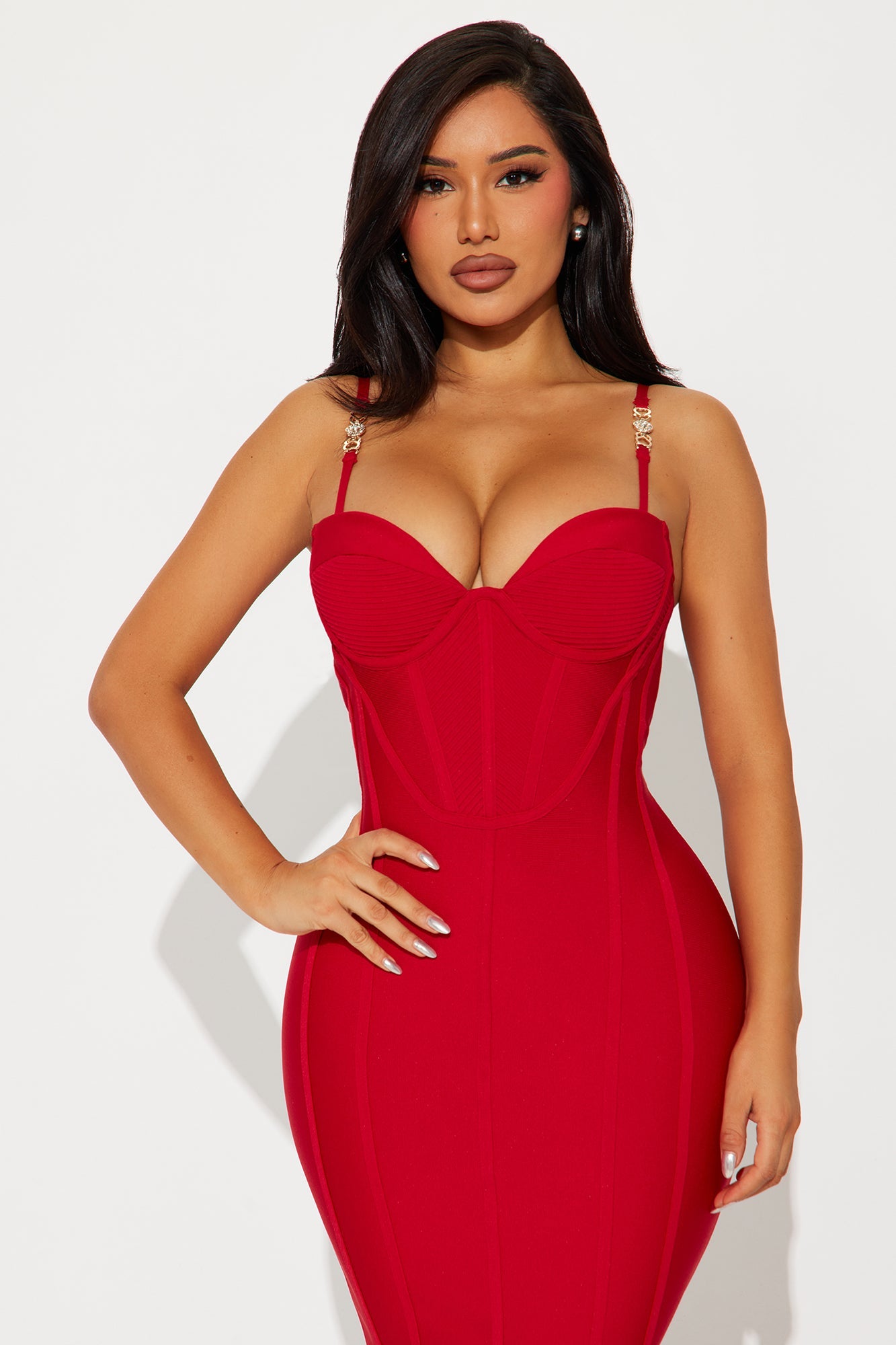 Victoria Bandage Midi Dress - Red