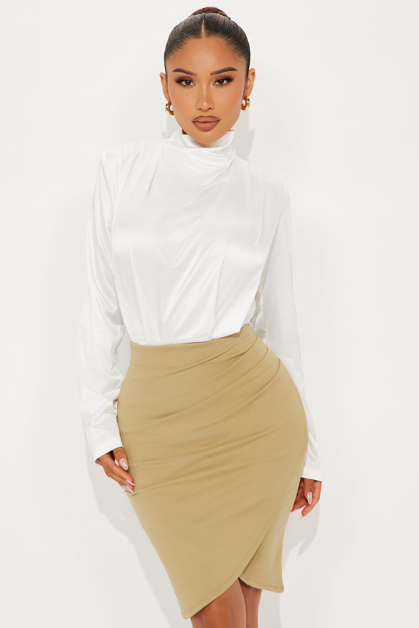 Alessandra Satin Bodysuit - White