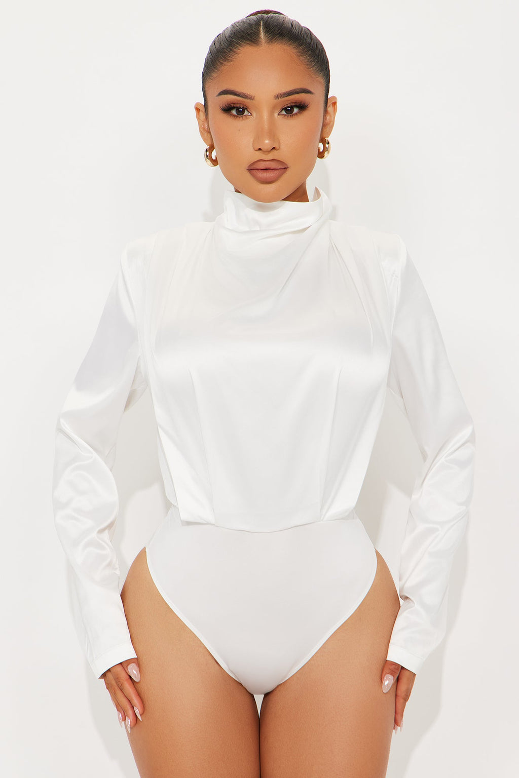 Alessandra Satin Bodysuit - White