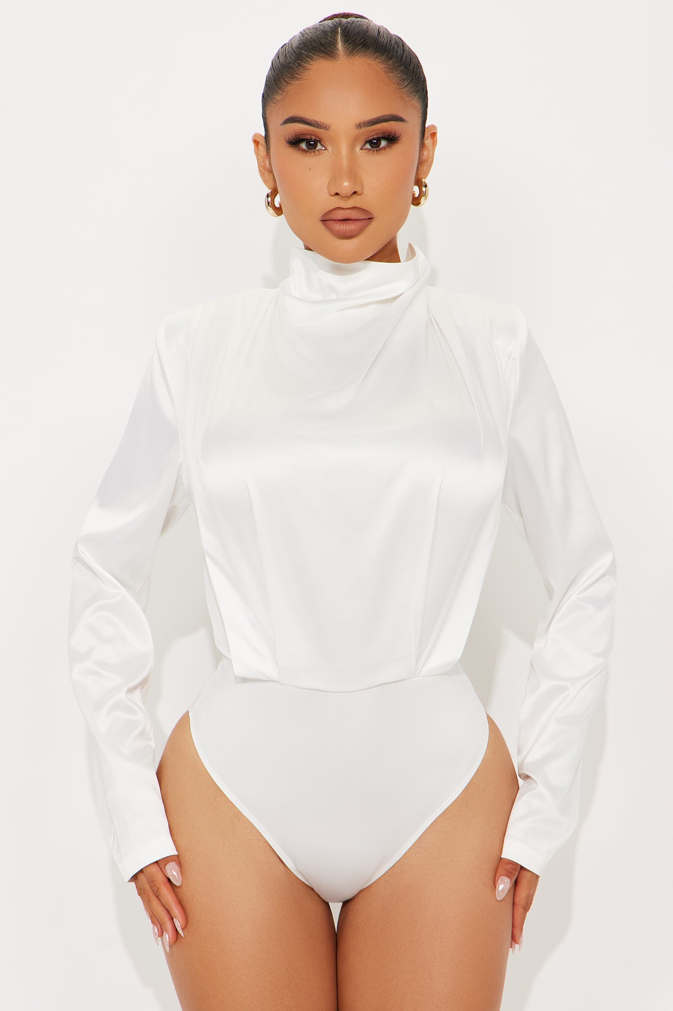 Alessandra Satin Bodysuit - White