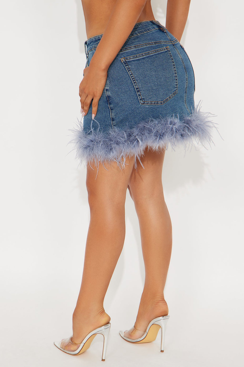 Ruffle Some Feathers Denim Mini Skirt - Medium Wash