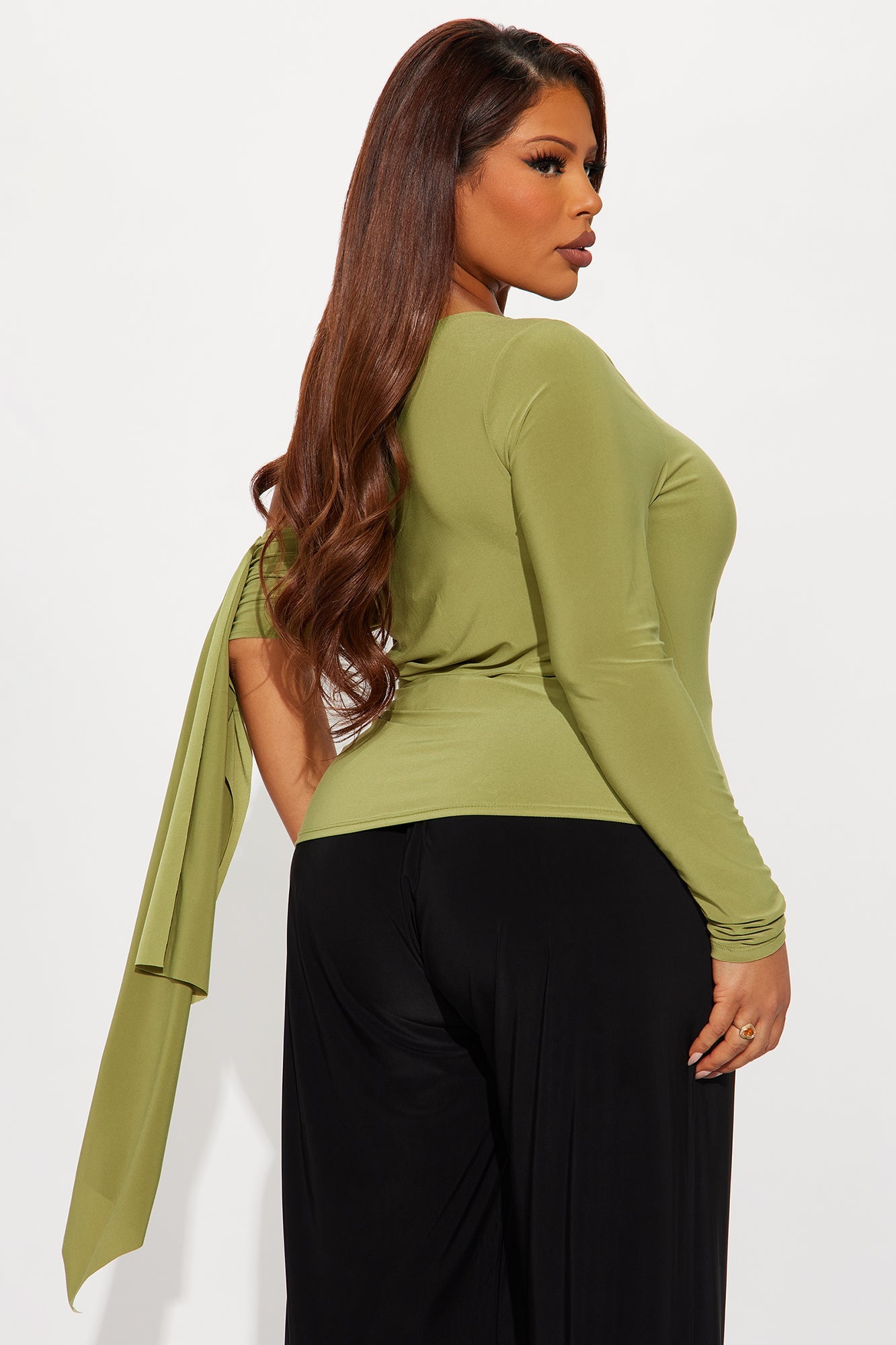 Paola Ruched Off Shoulder Top - Sage