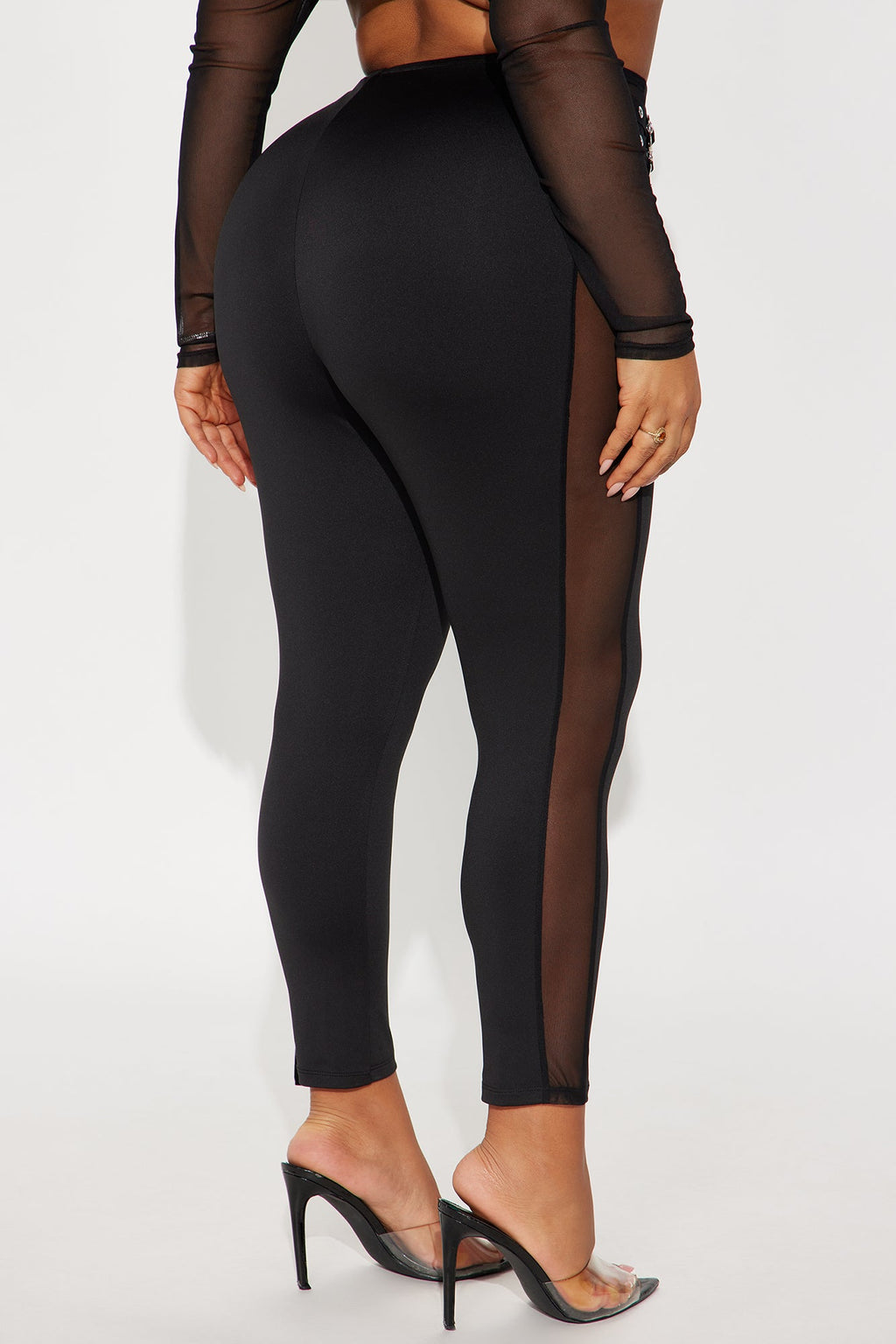 Gia Belted Mesh Capri Legging - Black
