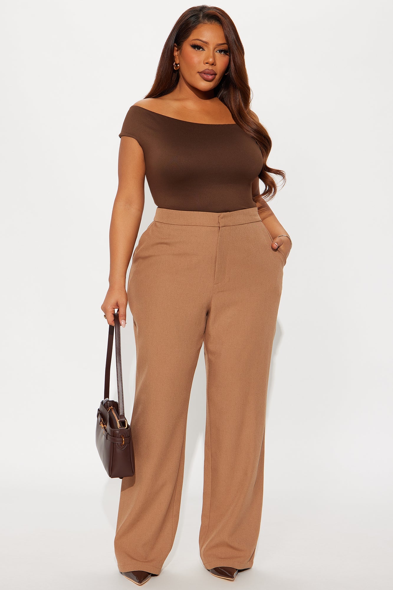 Alexandra High Rise Structured Twill Trouser - Tan