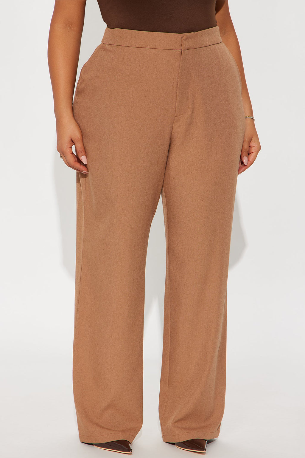 Alexandra High Rise Structured Twill Trouser - Tan