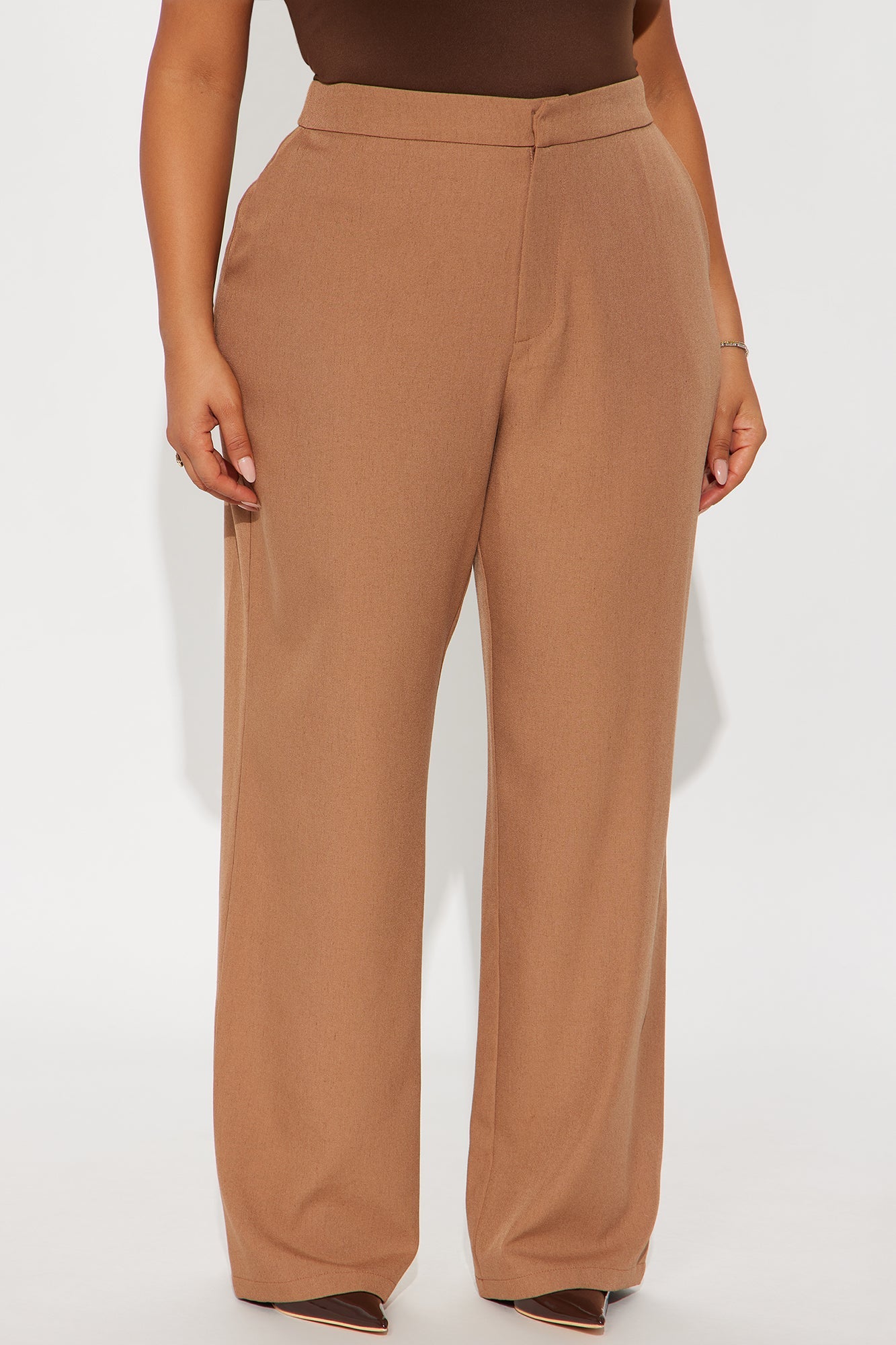 Alexandra High Rise Structured Twill Trouser - Tan