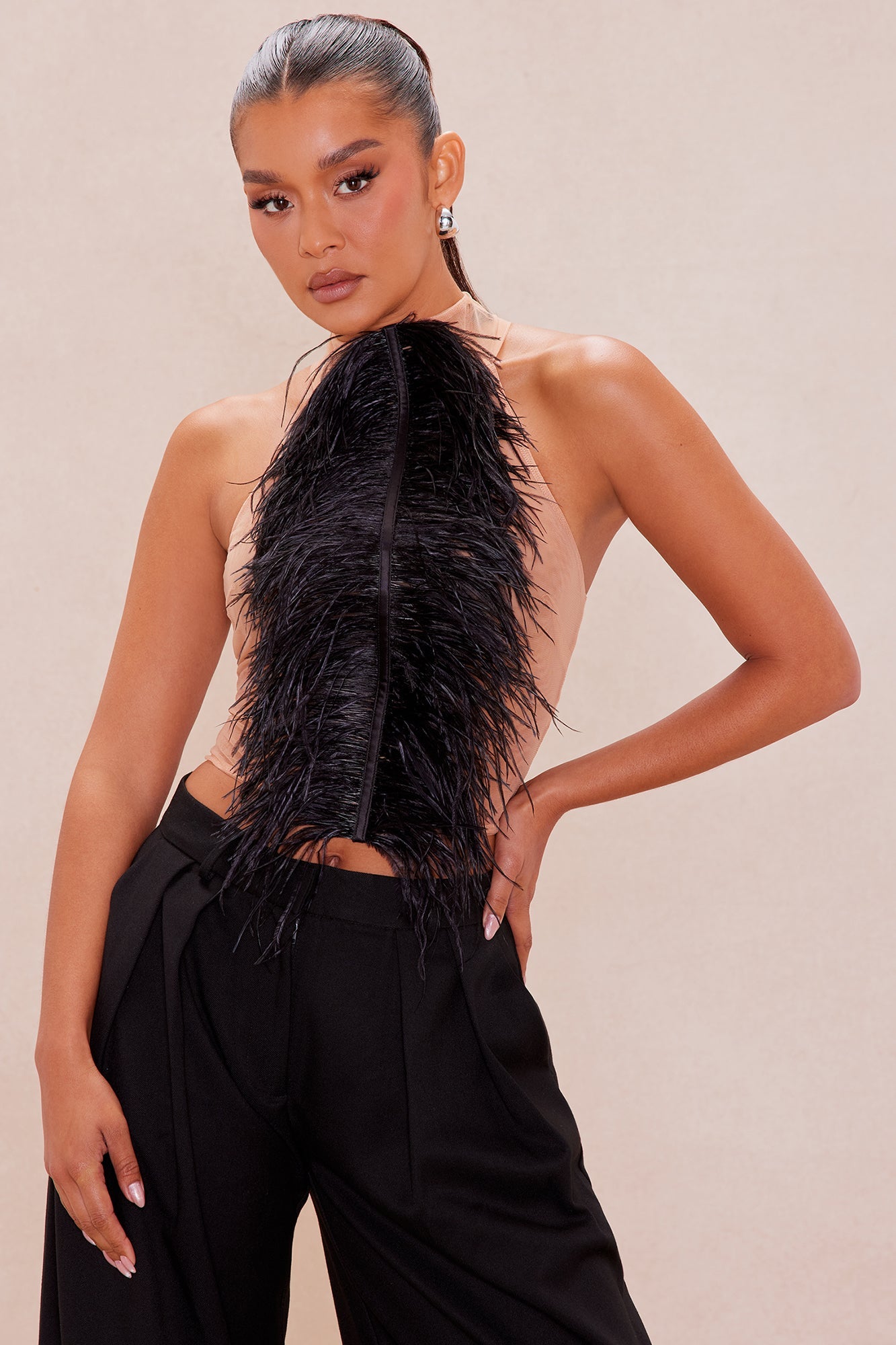 Fernanda Mesh Halter Top - Black