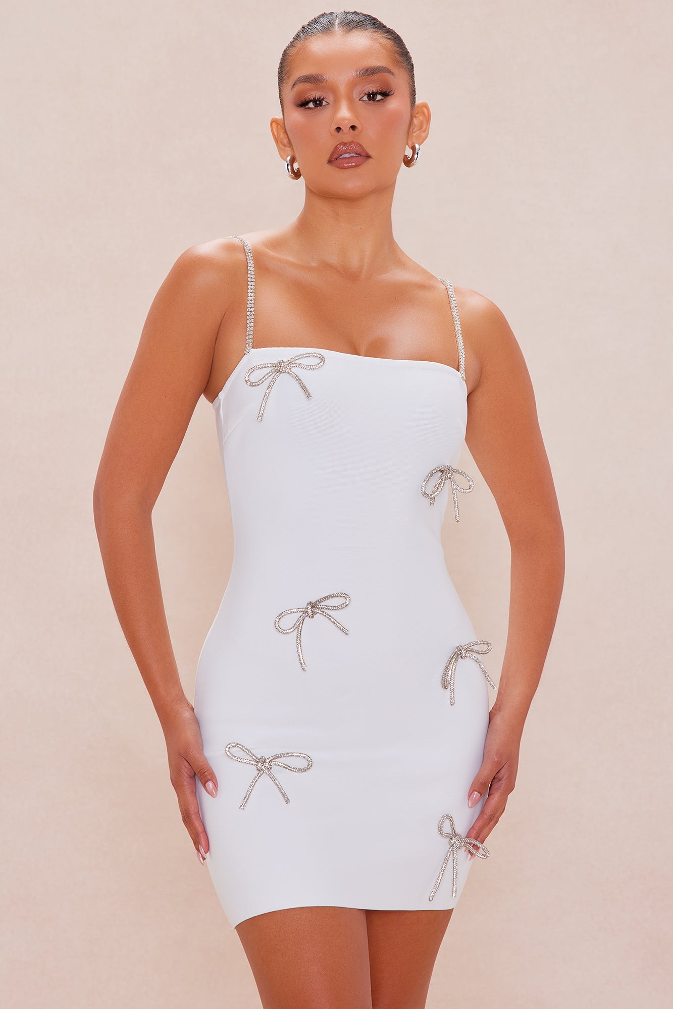 Aleyna Embellished Bandage Mini Dress - White