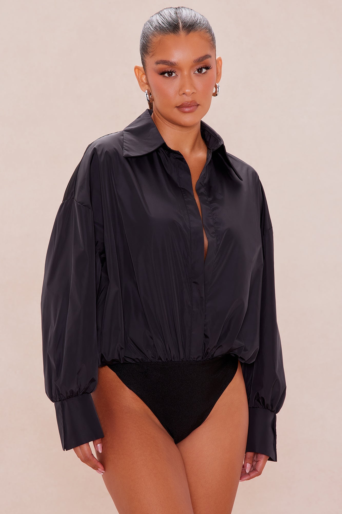 Leonie Collared Bodysuit - Black
