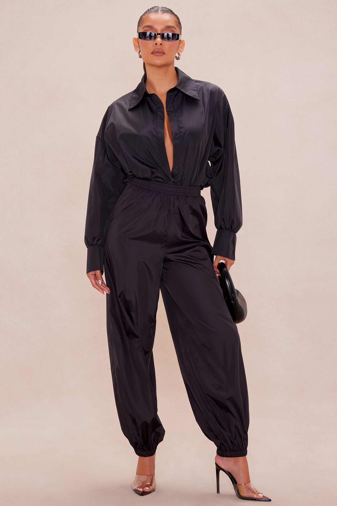 Leonie Collared Bodysuit - Black