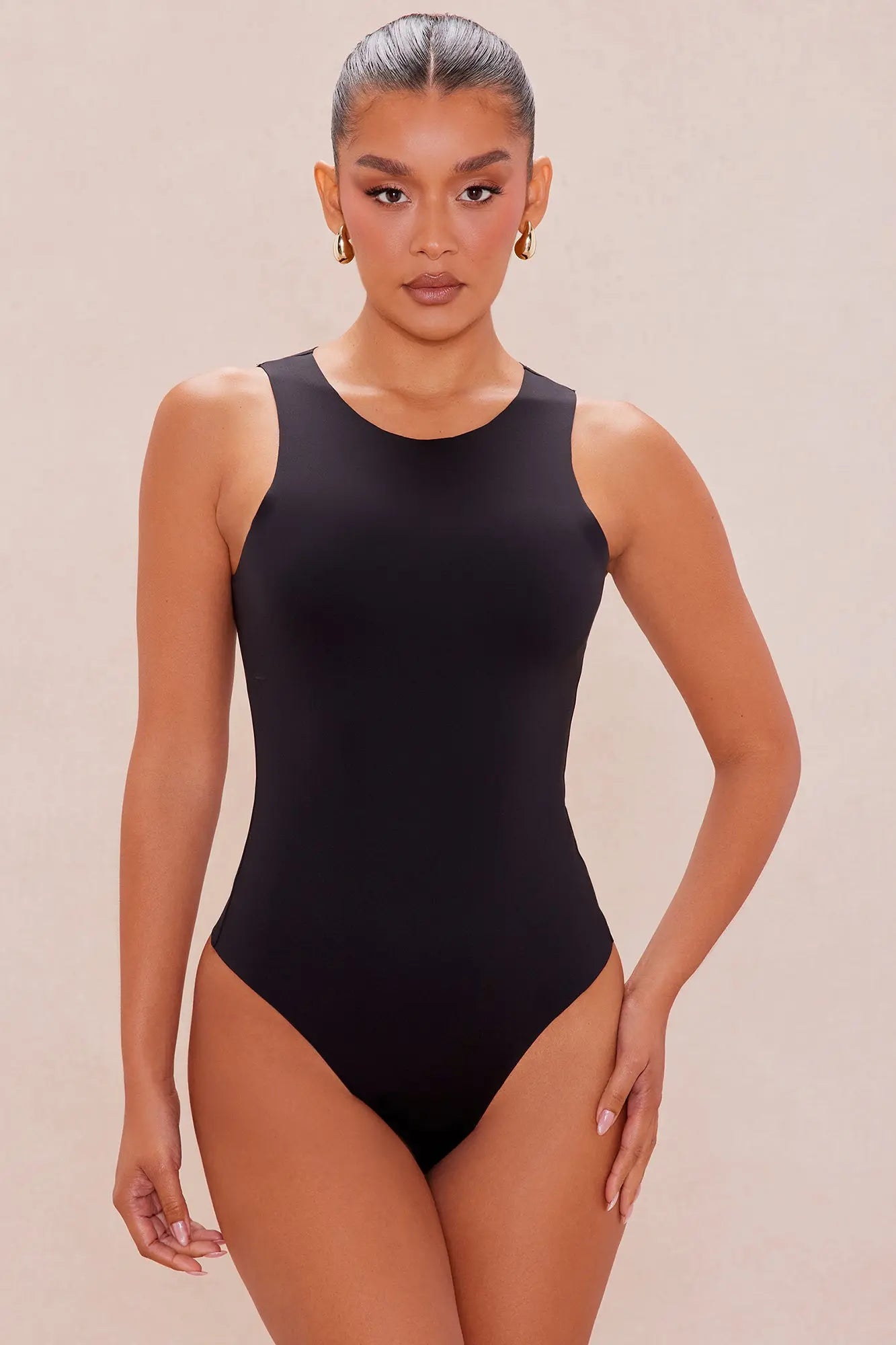 Azura Sleeveless Scuba Bodysuit - Black 