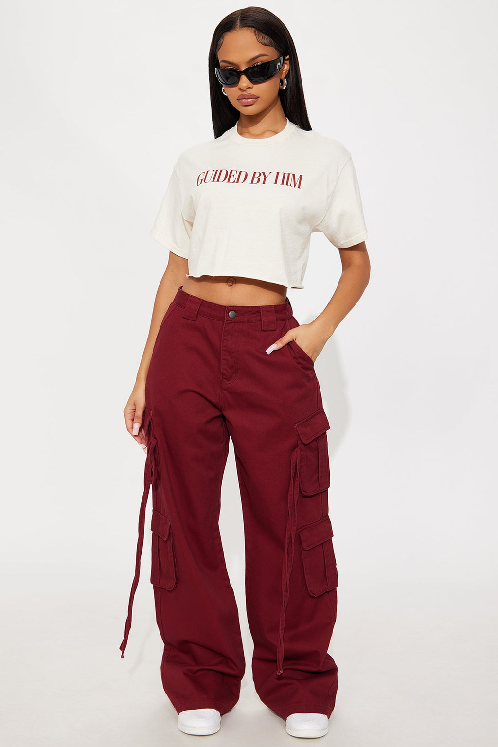 Golden Hour Wide Leg Cargo Pant - Burgundy