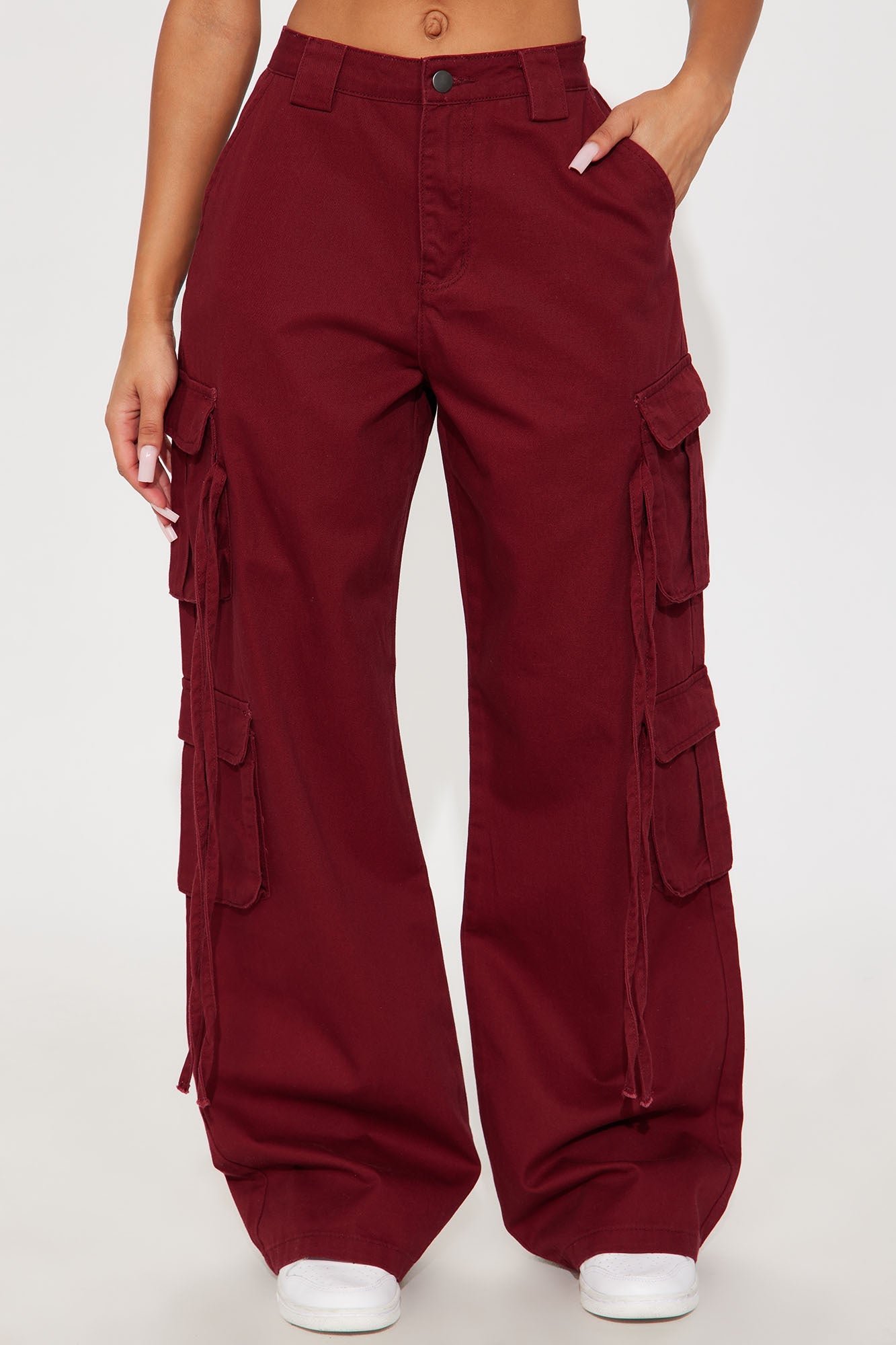 Golden Hour Wide Leg Cargo Pant - Burgundy