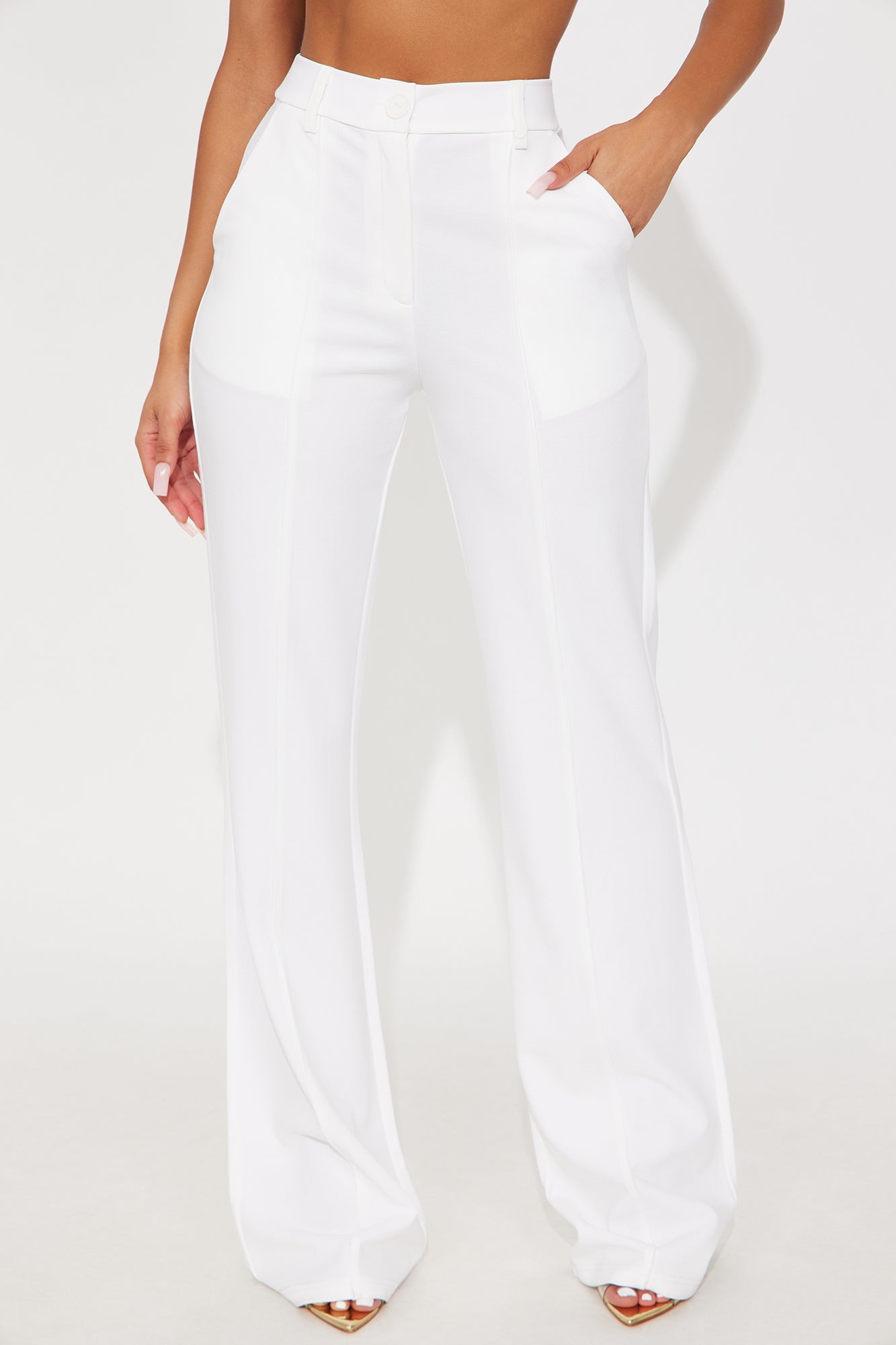 Heidi Wide Leg Trouser Pant - Ivory