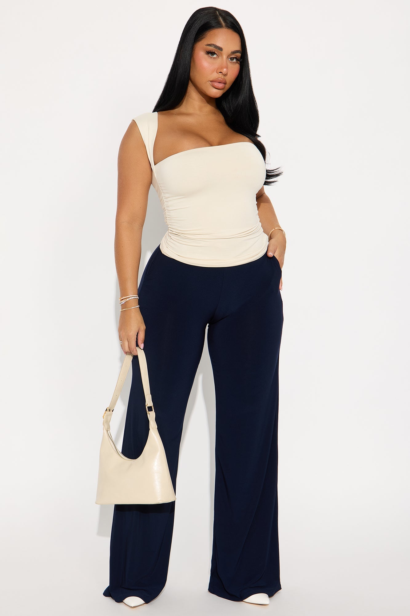 Promise Me Low Rise Wide Leg Travel Pant 33 - Navy