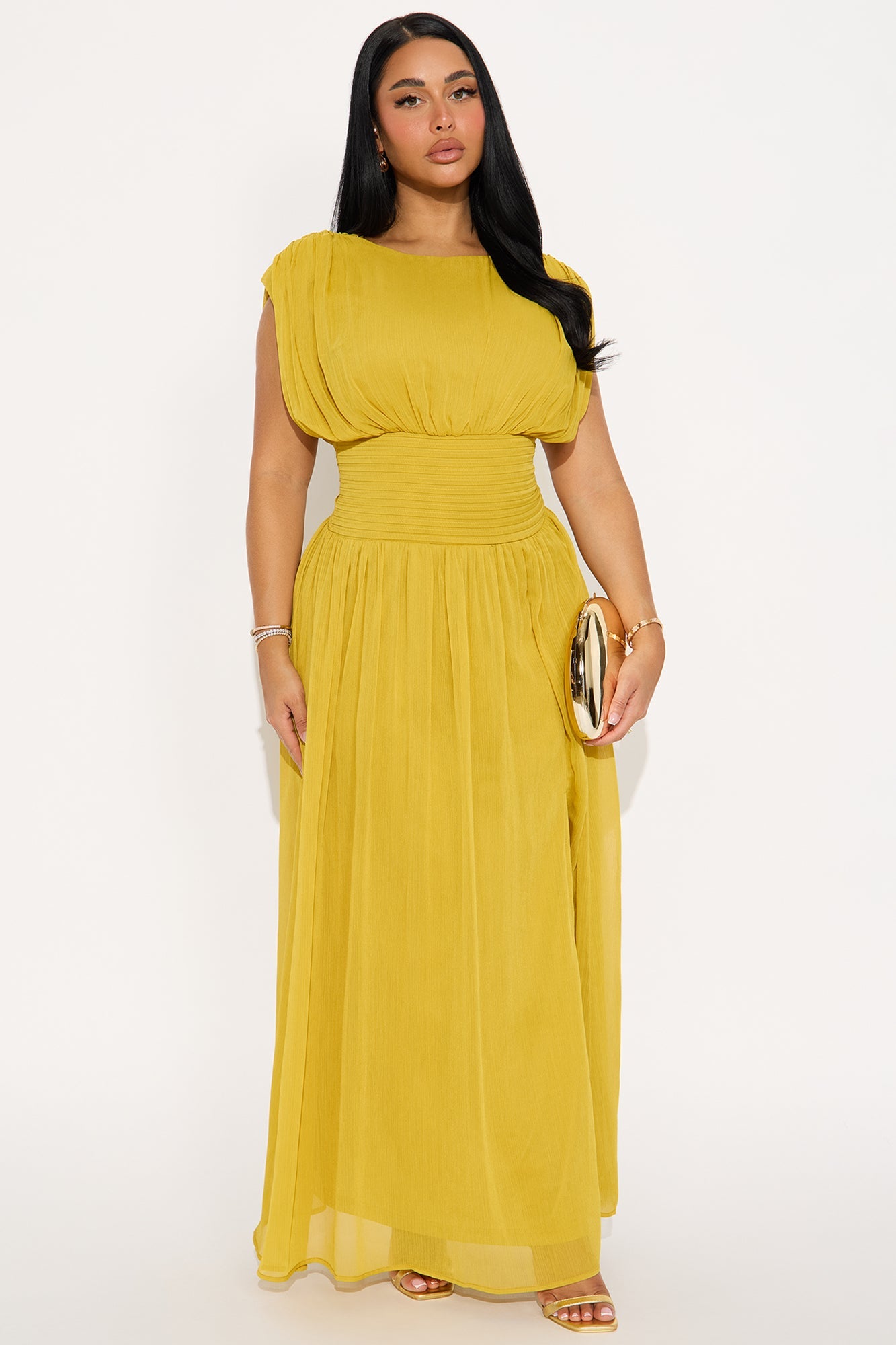Neveah Chiffon Maxi Dress - Chartreuse