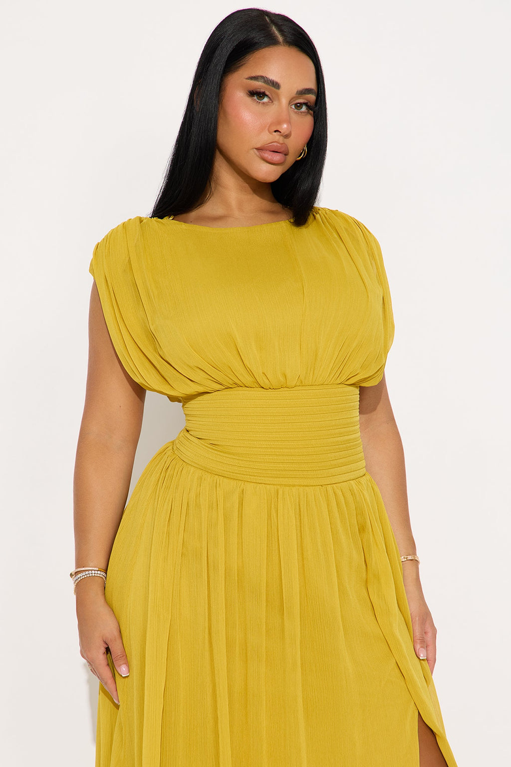 Neveah Chiffon Maxi Dress - Chartreuse