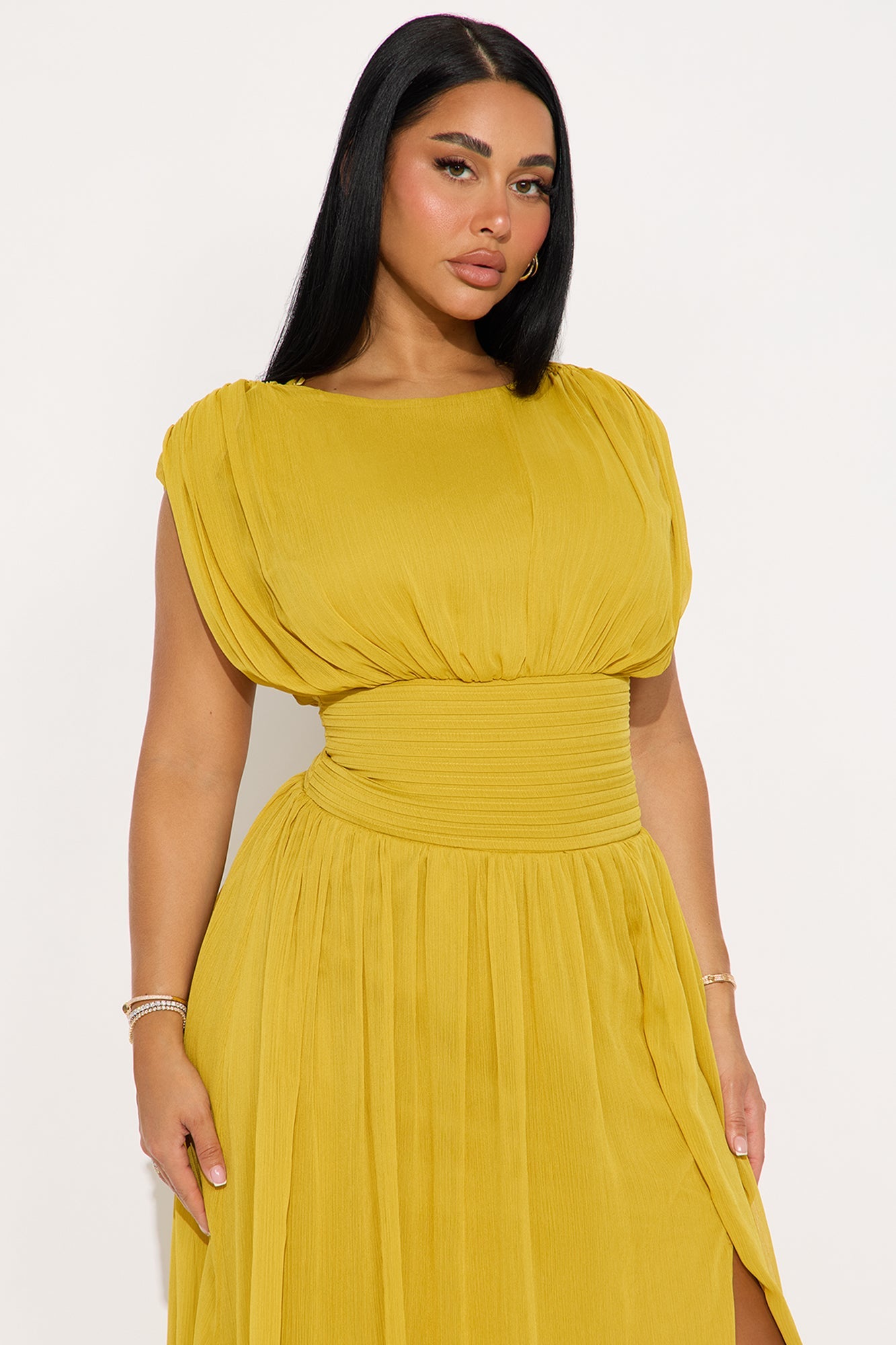 Neveah Chiffon Maxi Dress - Chartreuse