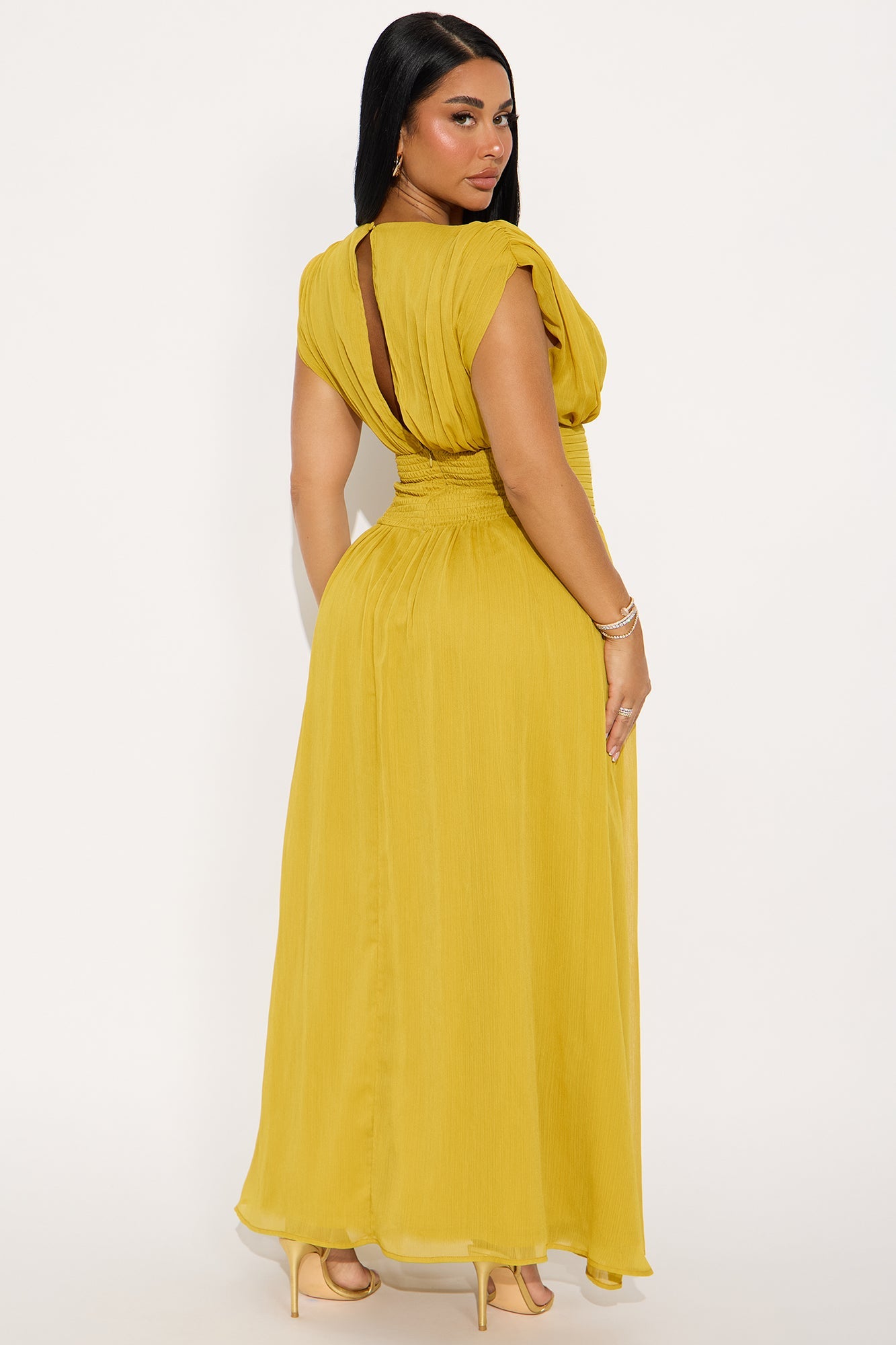 Neveah Chiffon Maxi Dress - Chartreuse
