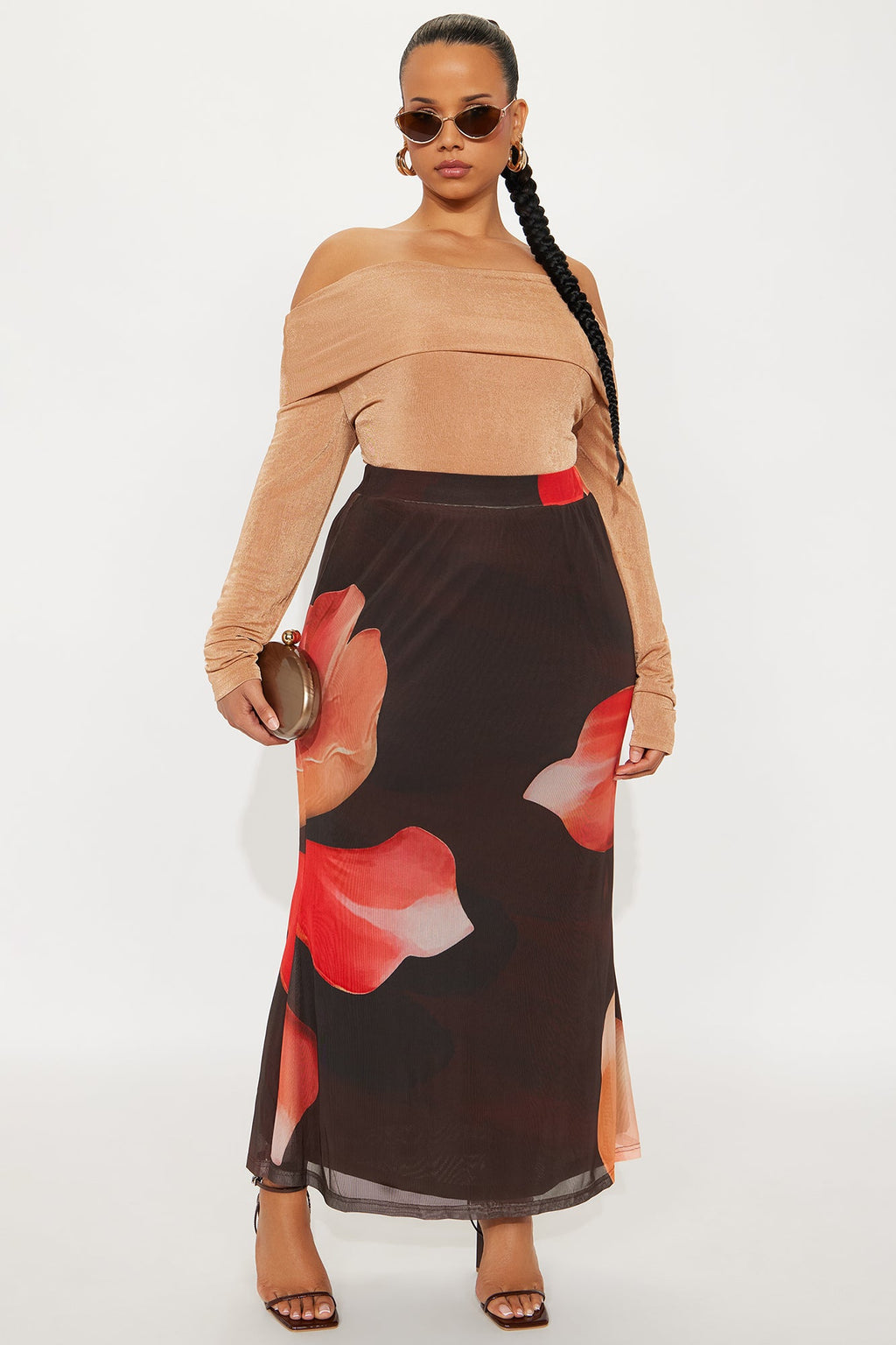 Parisian Long Sleeve Off Shoulder Top - Mocha