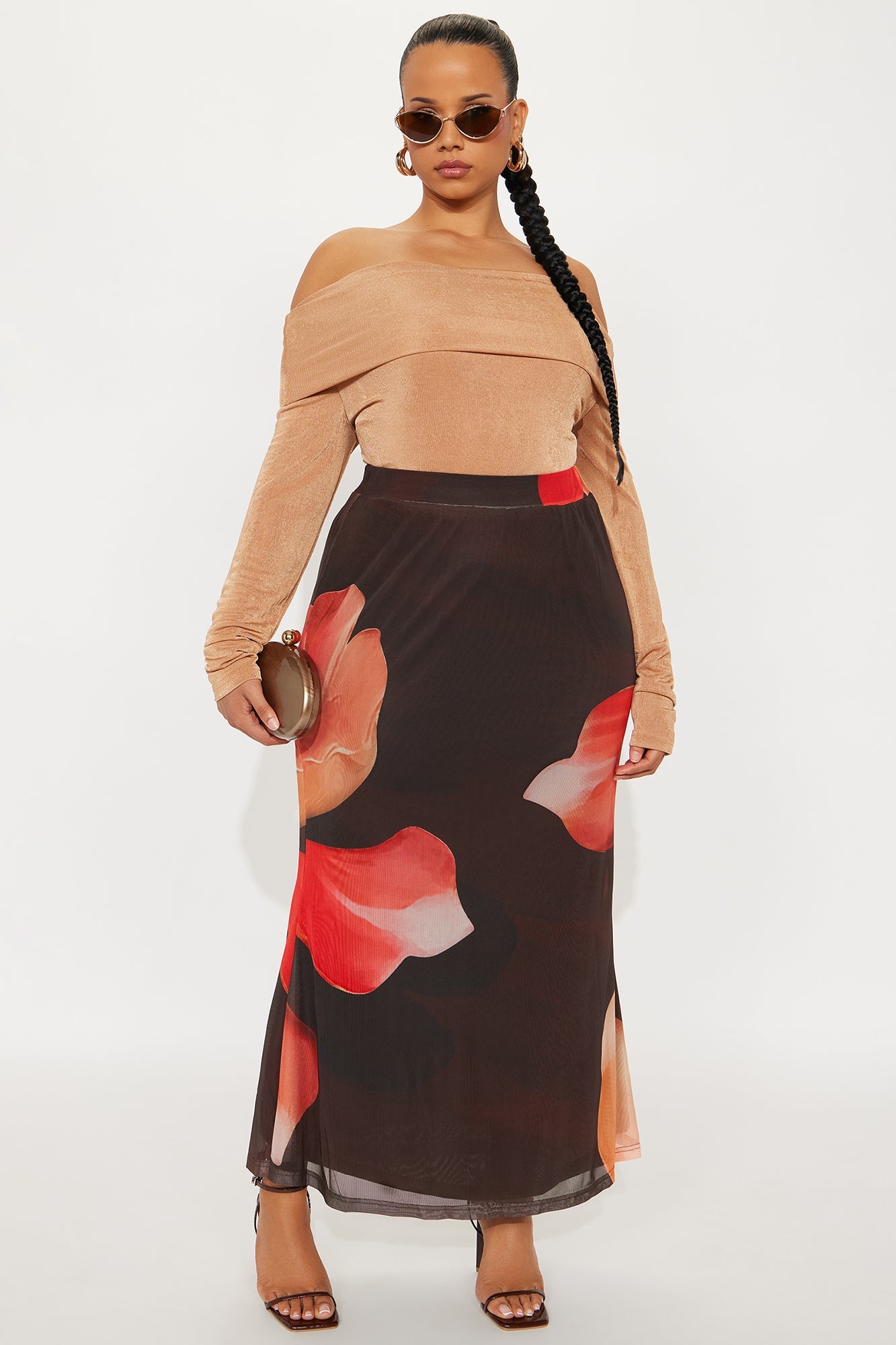Parisian Long Sleeve Off Shoulder Top - Mocha
