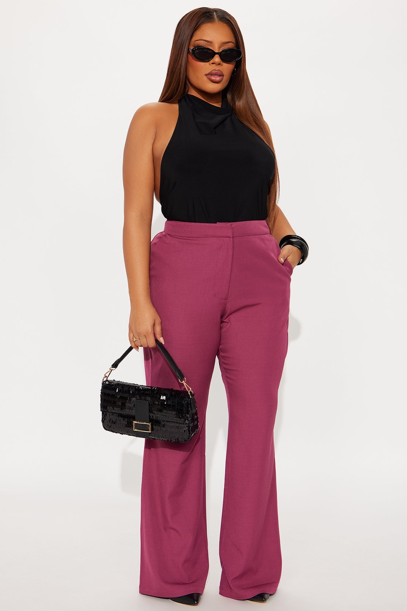 Breaking Even Flare Trouser - Raspberry