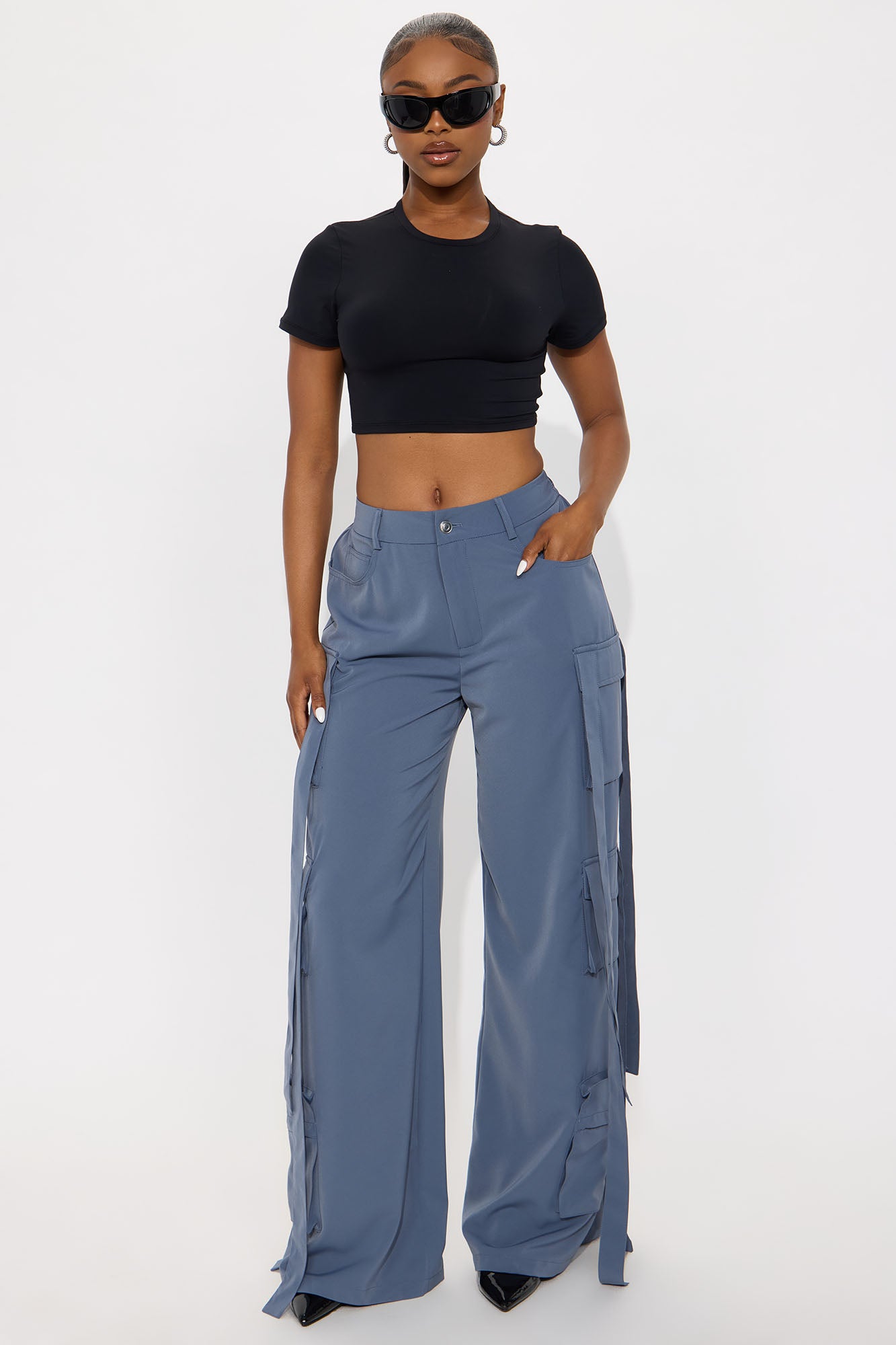 Archive Me Cargo Wide Leg Pant - Slate Blue