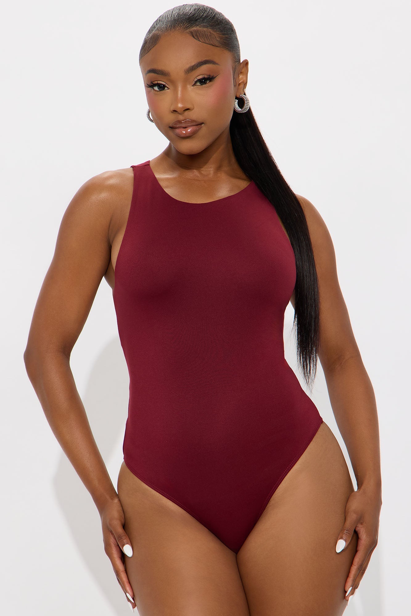 Aimee Double Lined Bodysuit - Burgundy