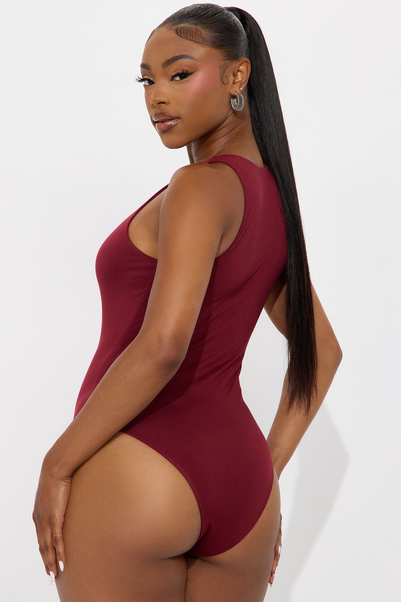 Aimee Double Lined Bodysuit - Burgundy
