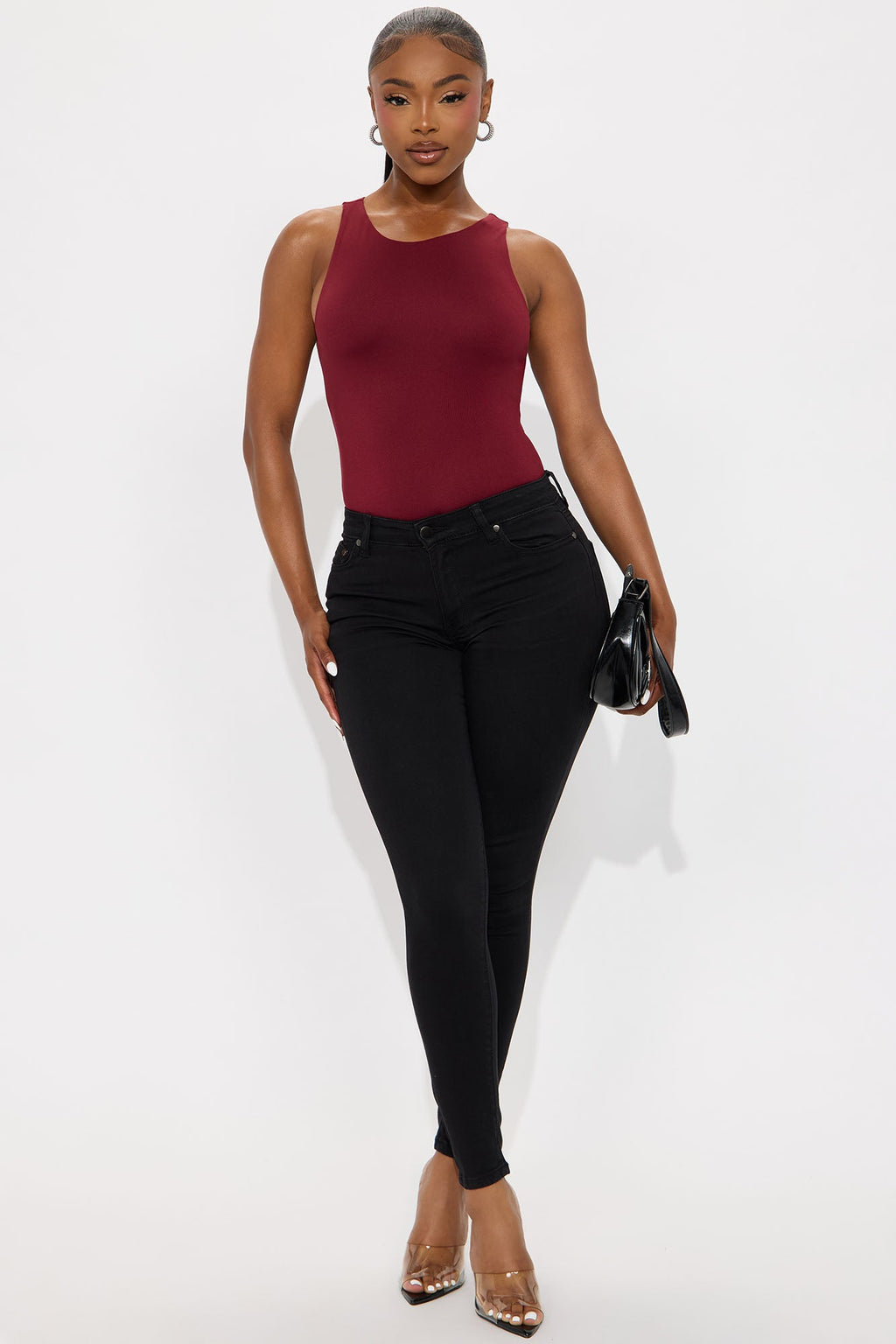 Aimee Double Lined Bodysuit - Burgundy