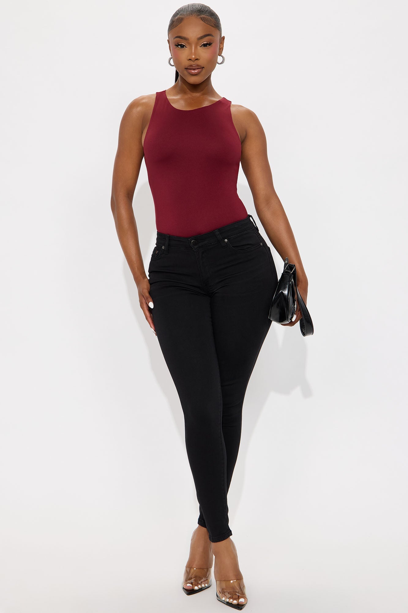 Aimee Double Lined Bodysuit - Burgundy