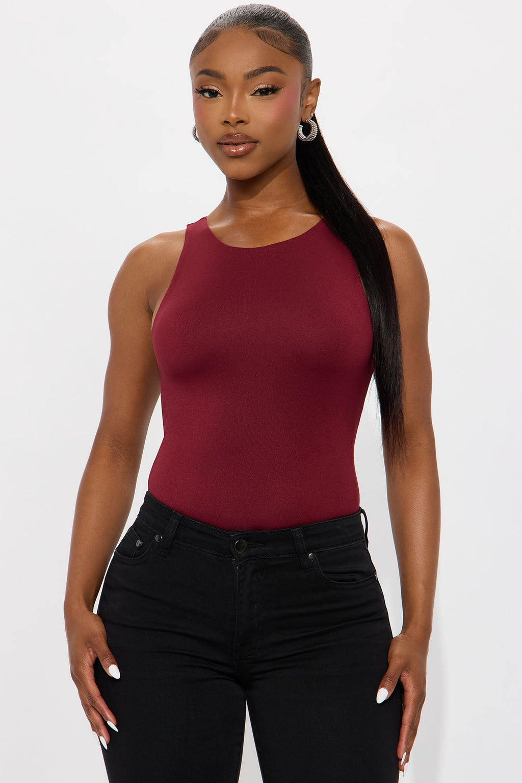 Aimee Double Lined Bodysuit - Burgundy